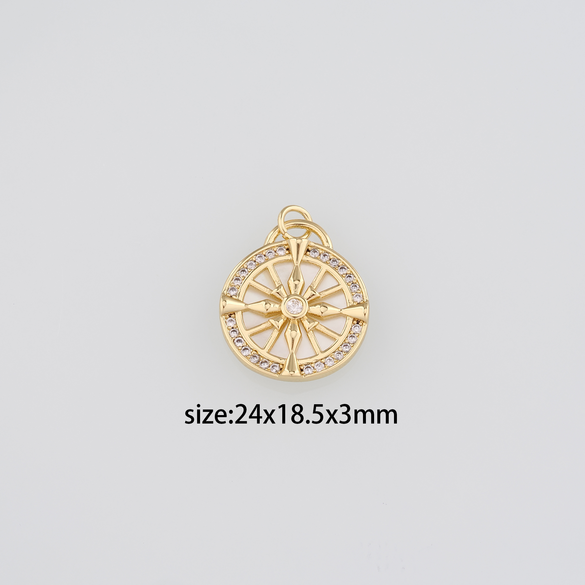 18K Gold Filled Round Pendant,Dainty Round Earrings Necklace for DIY Jewelry Making Supply