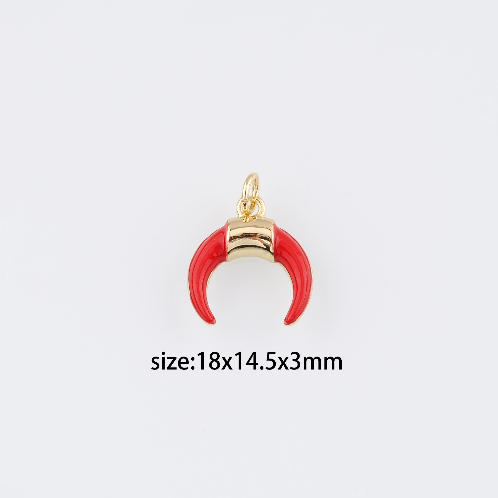 Enamel Horn Pendant,18K Gold Filled Double Horn Charm Earrings Necklace for DIY Jewelry Making Supply