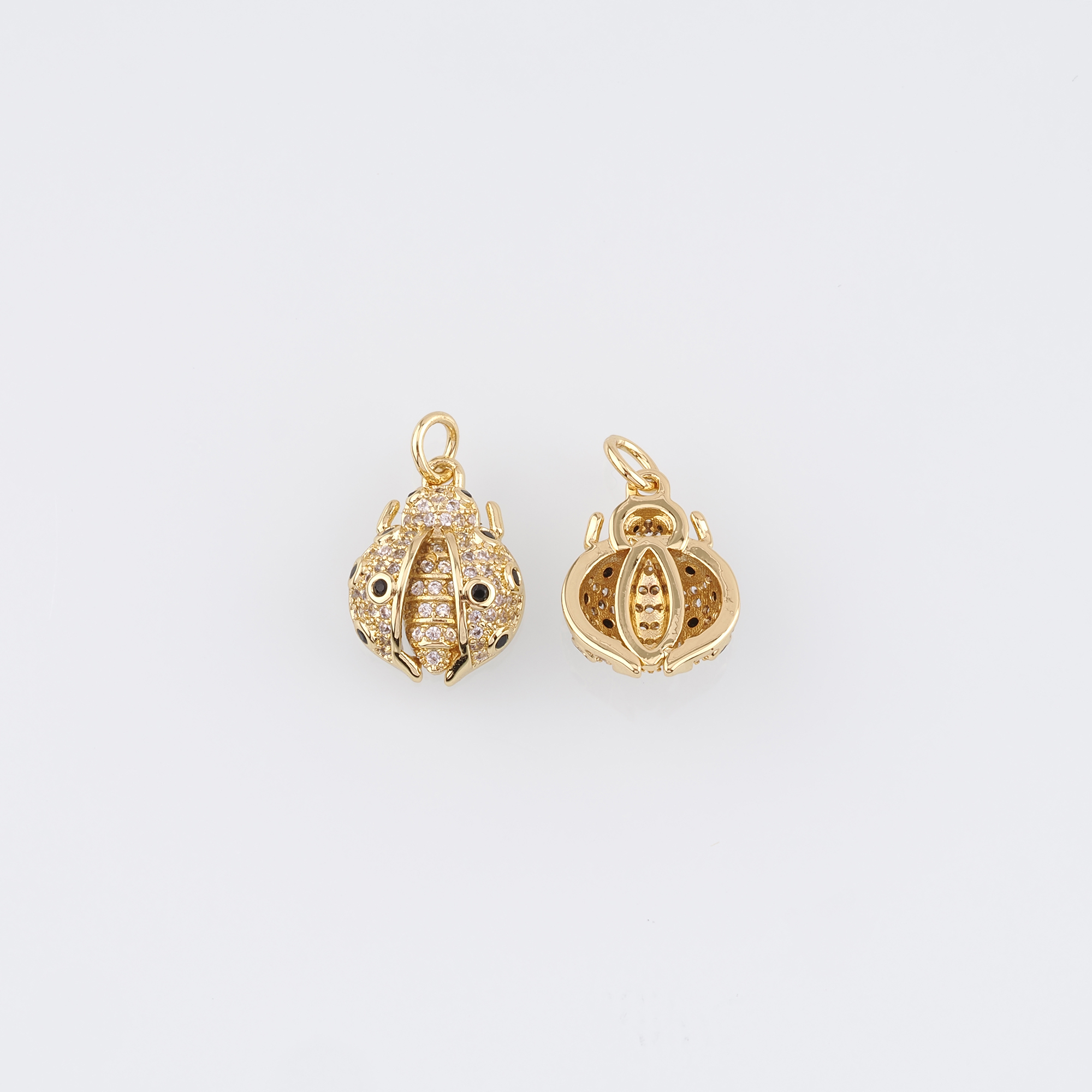 18K Gold Filled Ladybug Pendant,Insect Charm Earrings Necklace for DIY Jewelry Making Supply