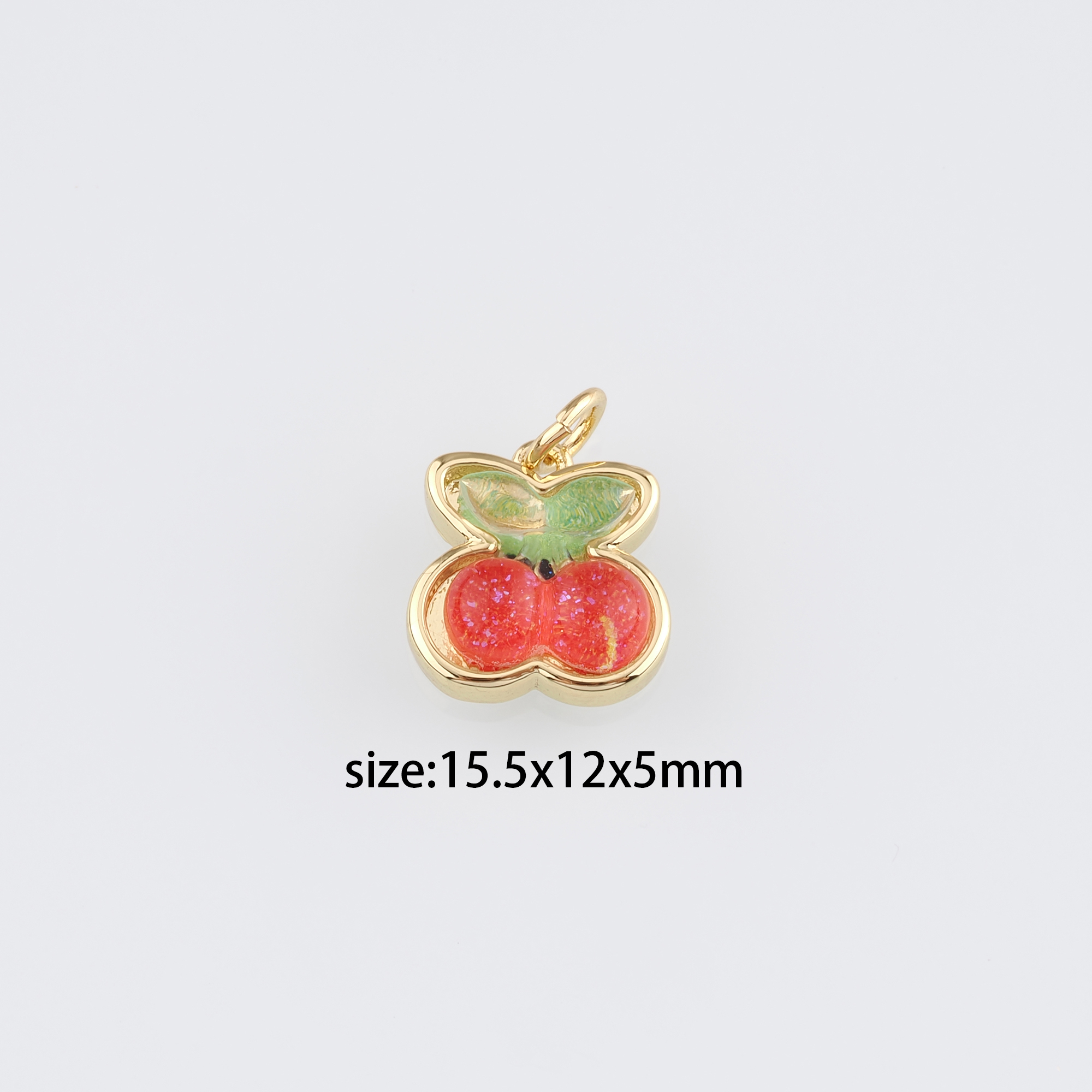 18K Gold Filled Cherry Pendant,Fruit Charm Earrings Necklace for DIY Jewelry Making Supply