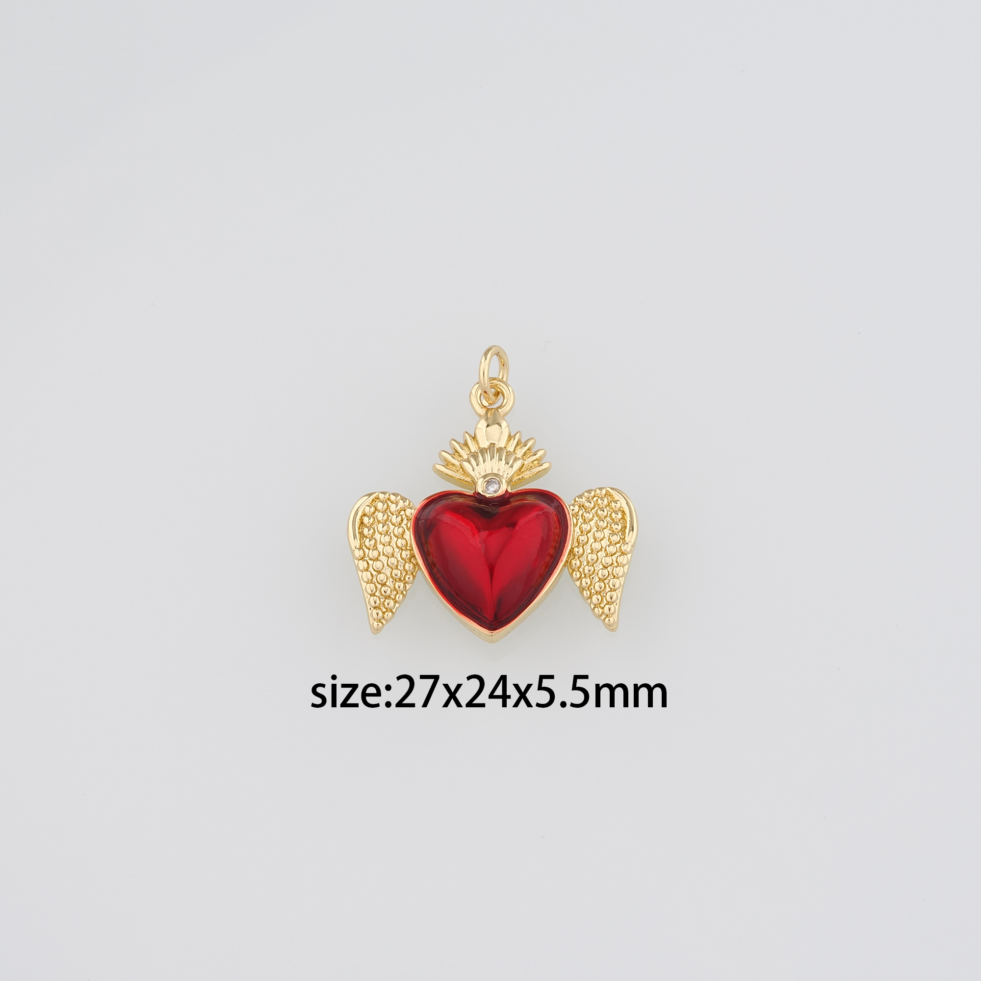 Gold Religious Charm,18K Gold Filled Sacred Heart Pendant,Enamel Sacred Heart Earrings Necklace for DIY Jewelry Making Supply