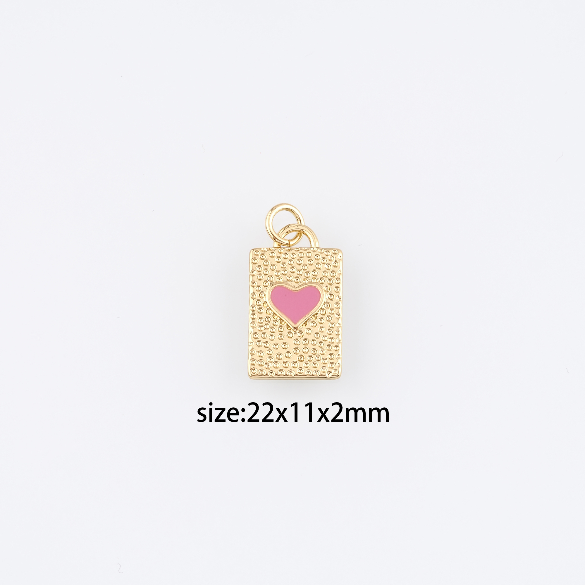 18K Gold Filled Heart Pendant,Enamel Heart Charm Earrings Necklace for DIY Jewelry Making Supply