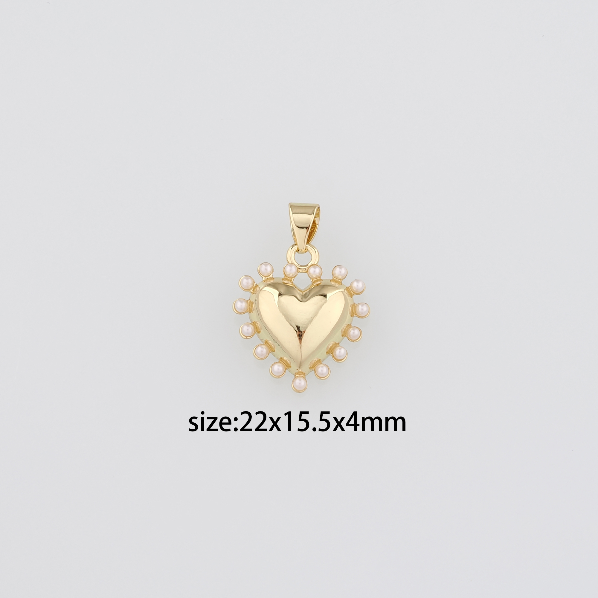 18K Gold Filled Heart Pendant,Pearl Heart Charm Earrings Necklace for DIY Jewelry Making Supply