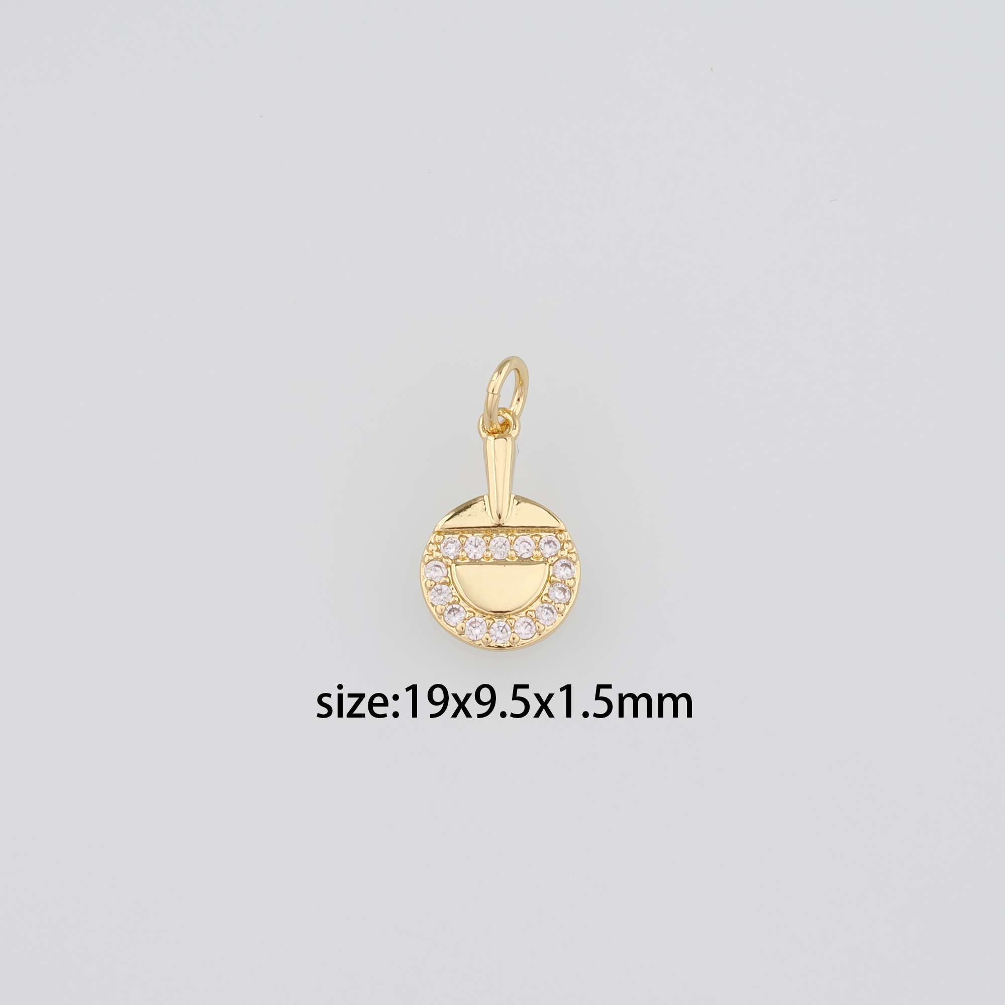 18K Gold Filled Ping Pong Racket Pendant,CZ Micro Pave Racket Charm Earrings Necklace for DIY Jewelry Making Supply