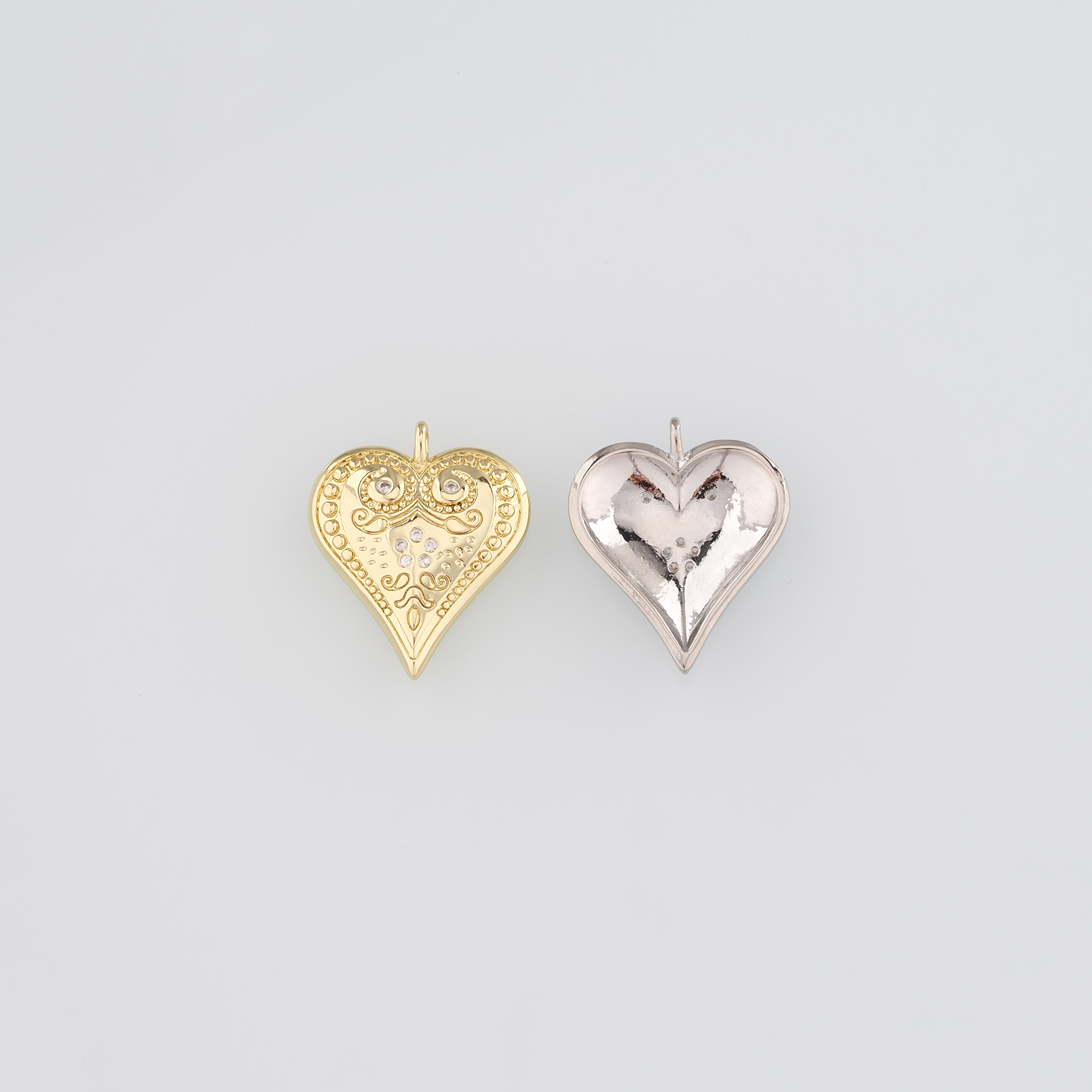 18K Gold Filled Heart Pendant,Heart Charm Earrings Necklace for DIY Jewelry Making Supply