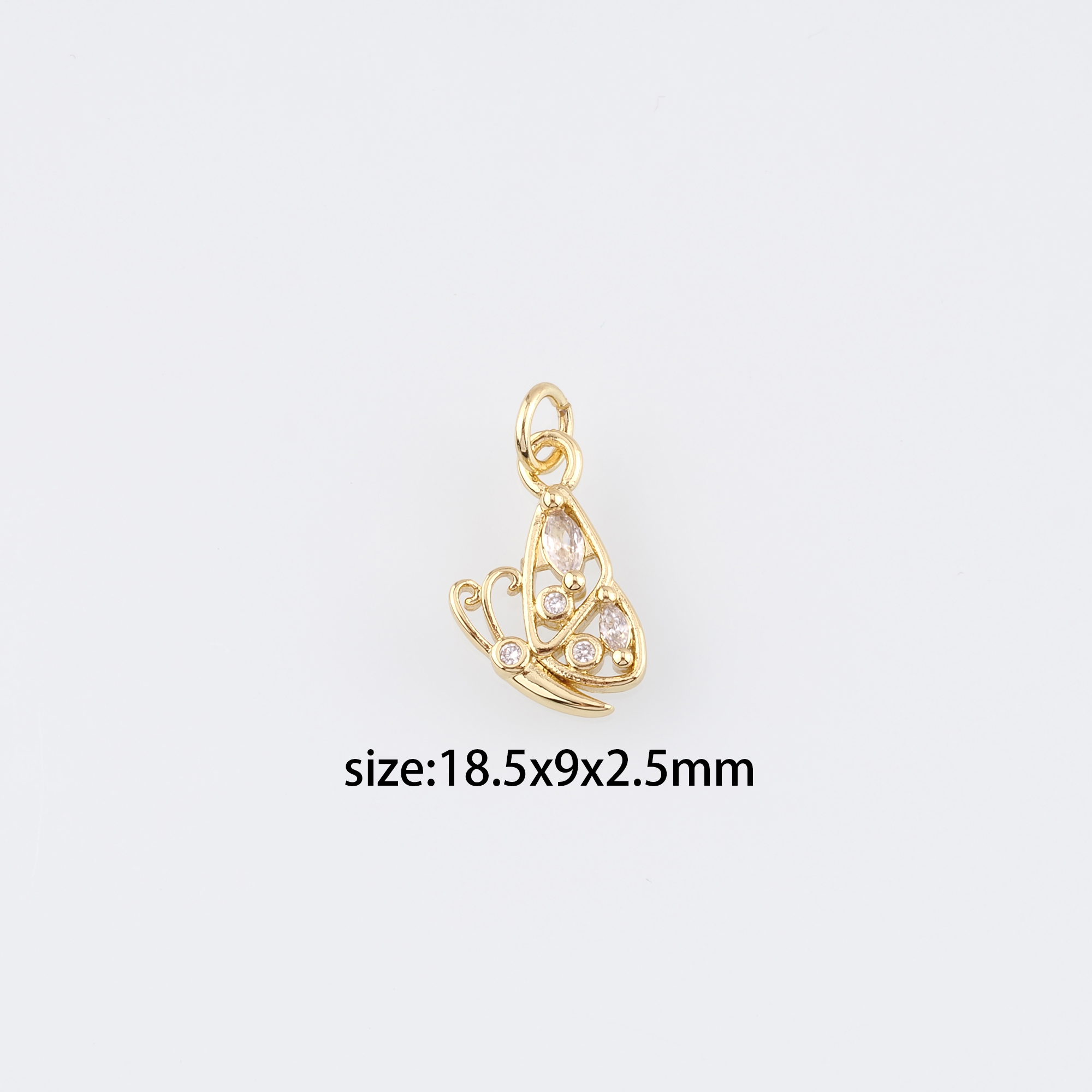 18K Gold Filled Butterfly Pendant,CZ Micro Pave Butterfly Charm Earrings Necklace for DIY Jewelry Making Supply