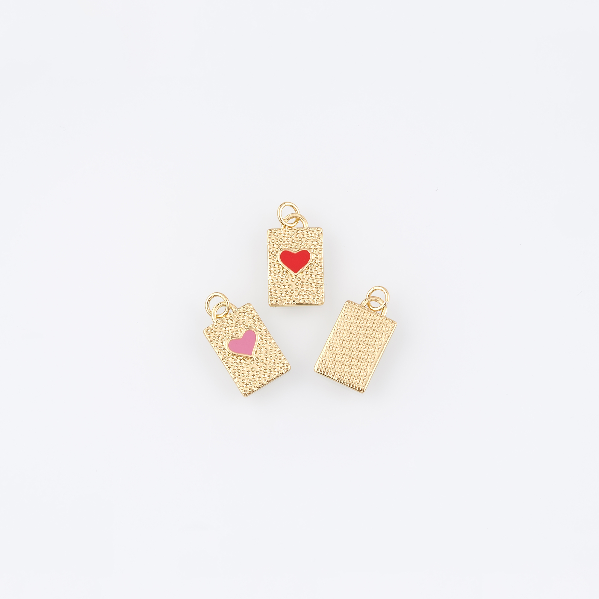 18K Gold Filled Heart Pendant,Enamel Heart Charm Earrings Necklace for DIY Jewelry Making Supply