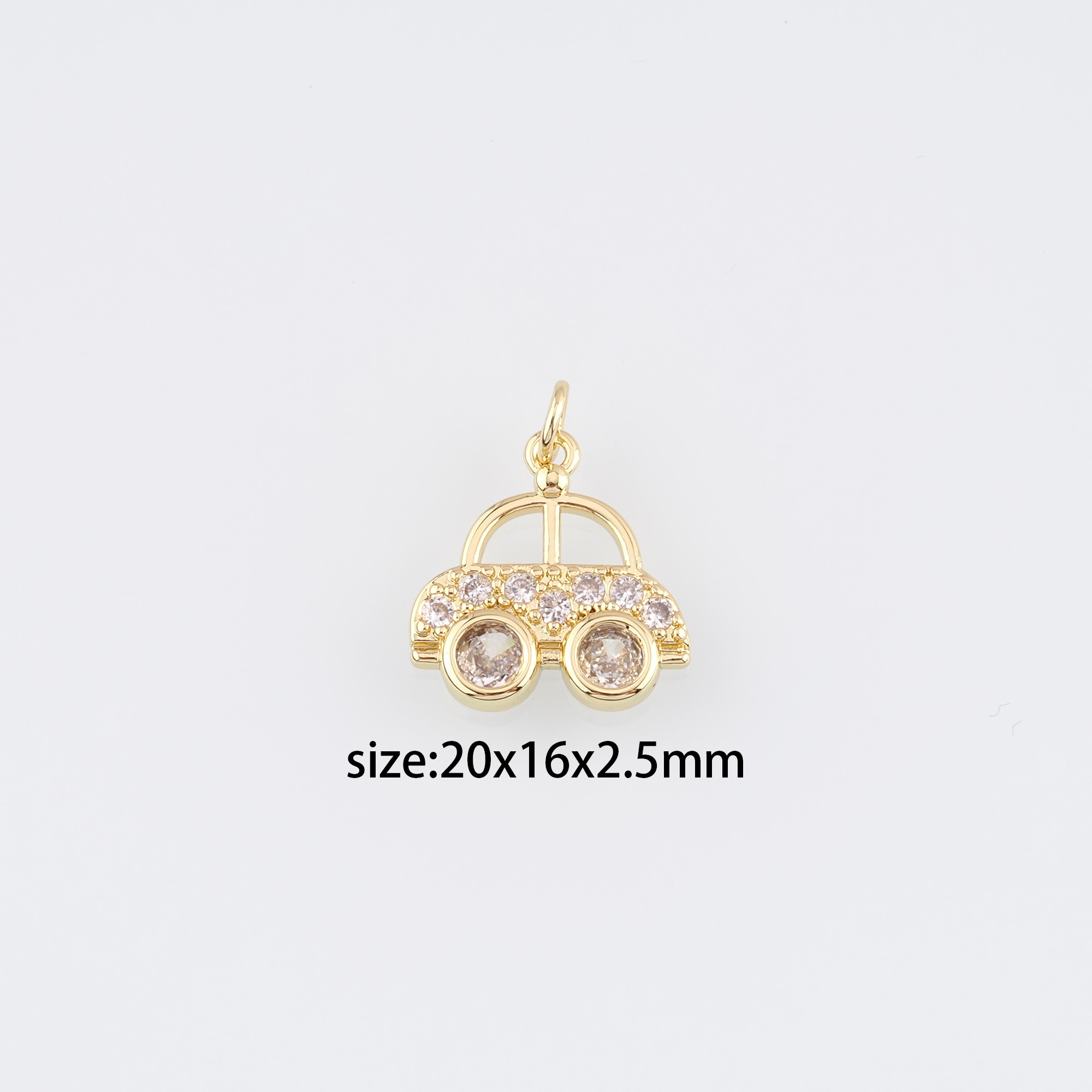 18K Gold Filled Car Pendant,CZ Micro Pave Car Charm Earrings Necklace for DIY Jewelry Making Supply