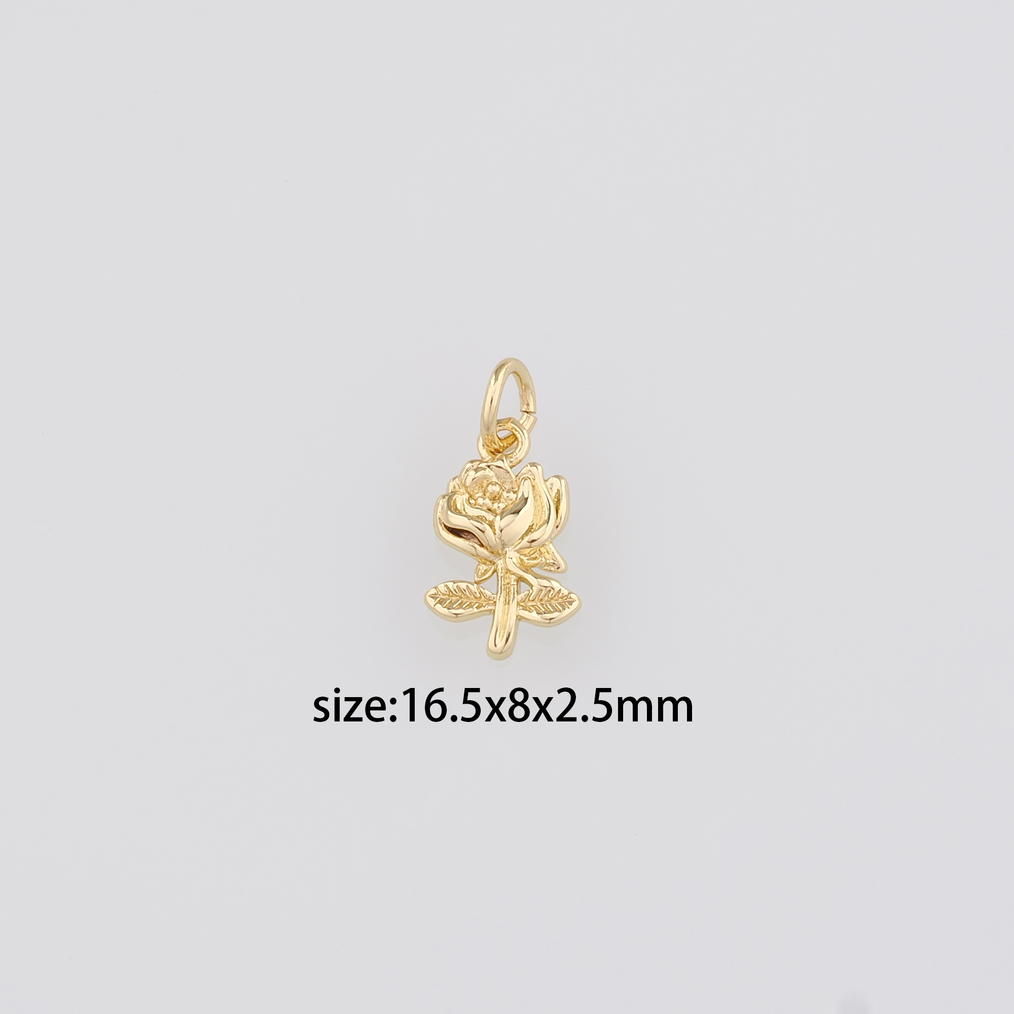18K Gold Filled Rose Pendant,Dainty Rose Charm Earrings Necklace for DIY Jewelry Making Supply