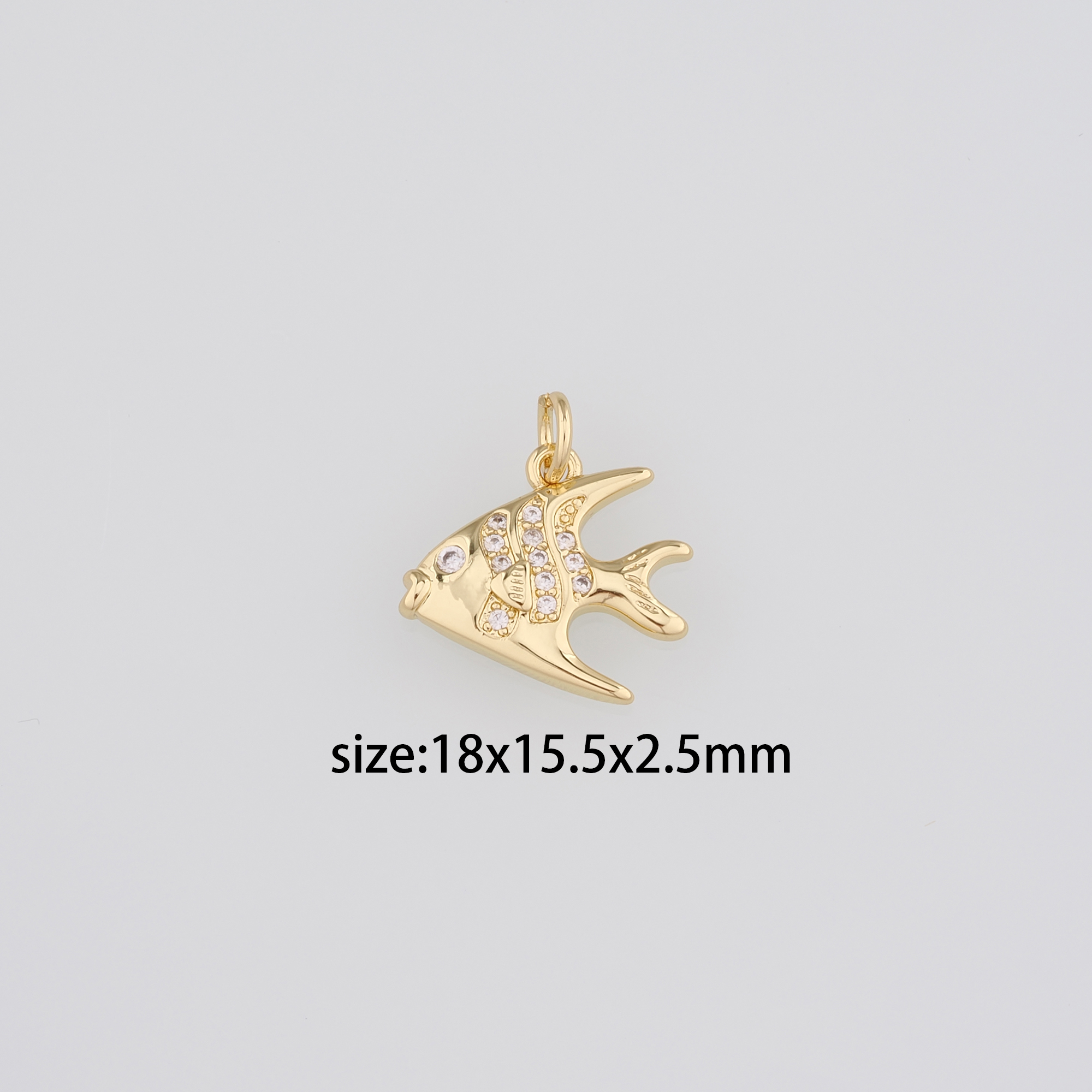 18K Gold Filled Fish Pendant,CZ Fish Charm Earrings Necklace for DIY Jewelry Making Supply