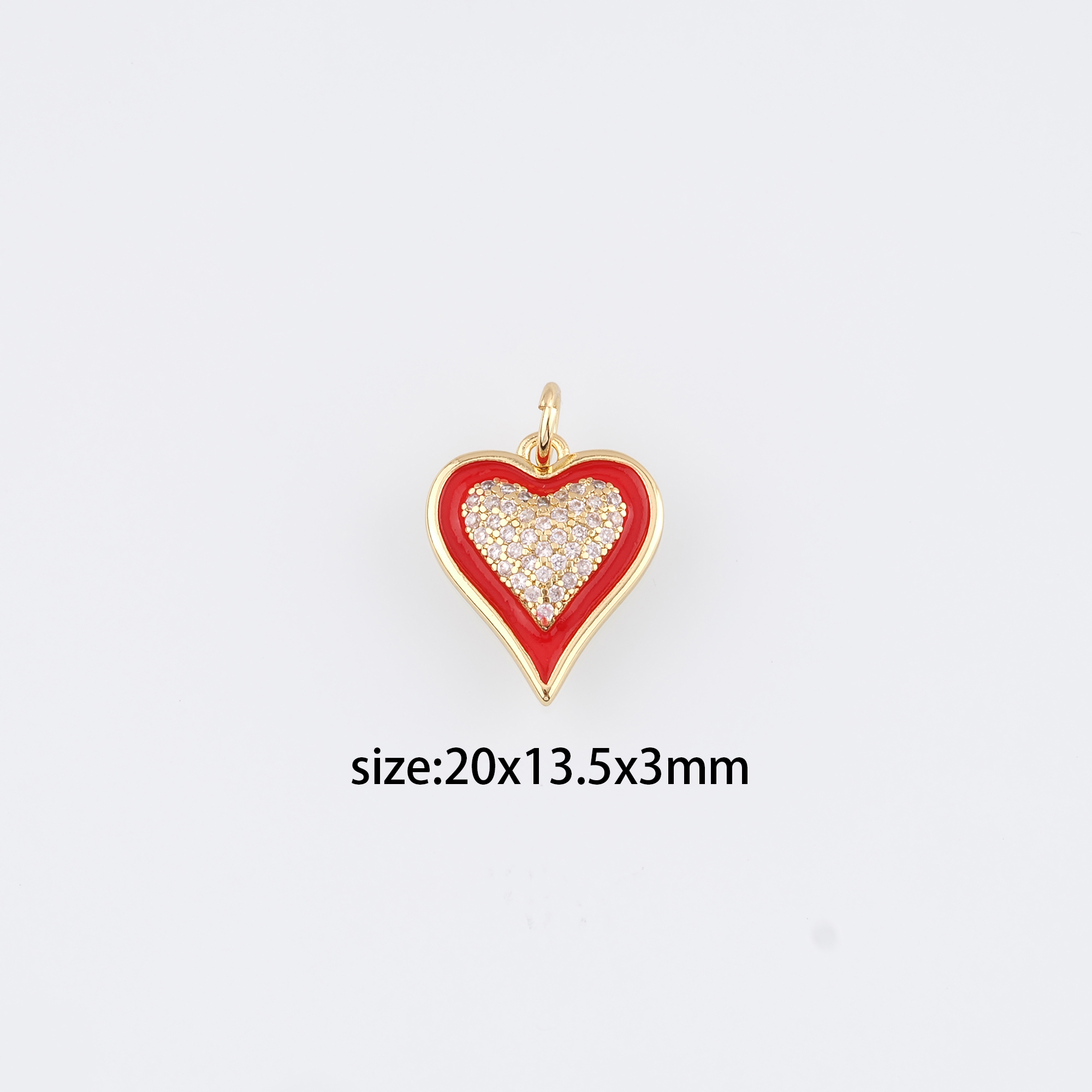 18K Gold Filled Heart Pendant,Enamel Heart Charm Earrings Necklace for DIY Jewelry Making Supply