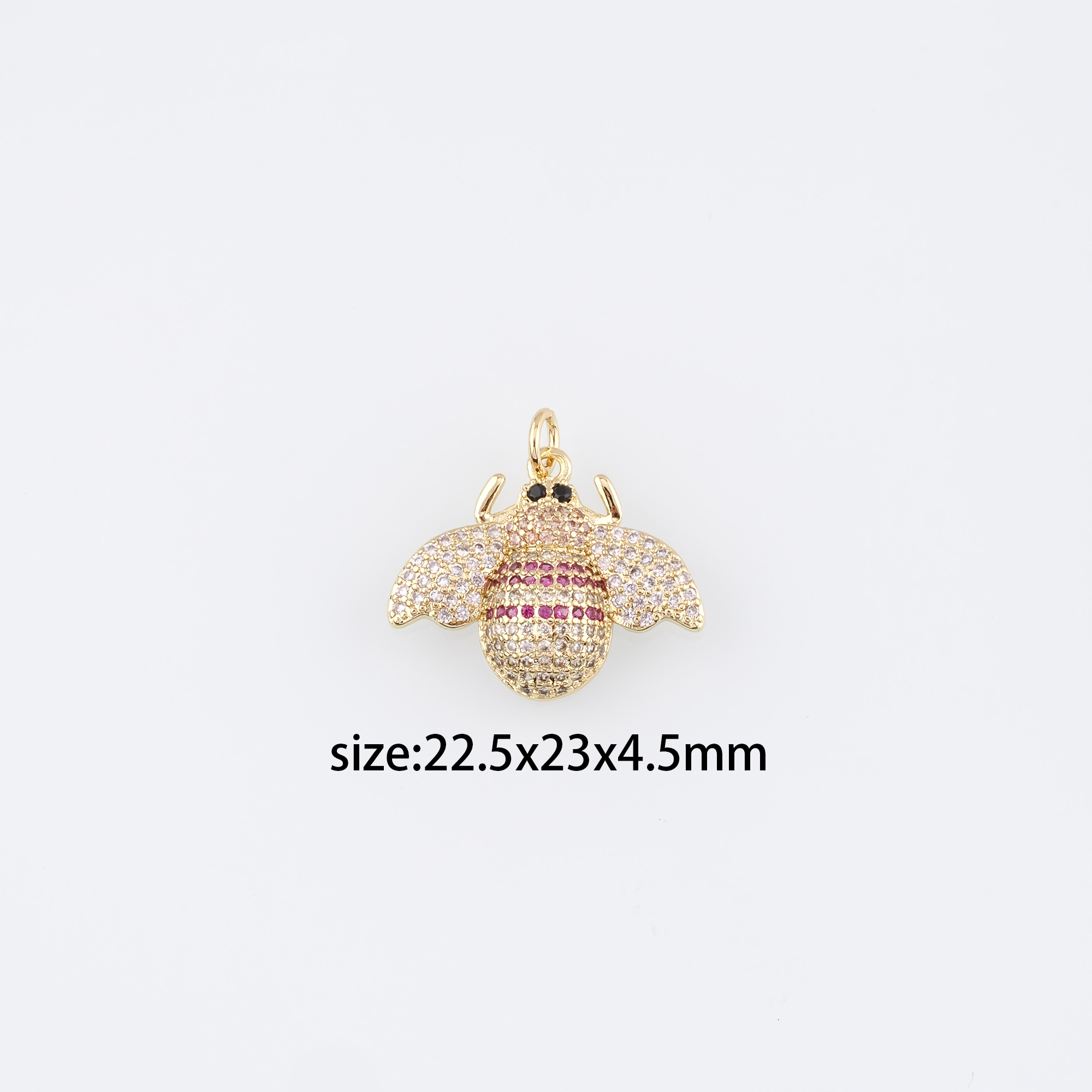 18K Gold Filled Bee Pendant,CZ Micro Pave Bee Charm Earrings Necklace for DIY Jewelry Making Supply