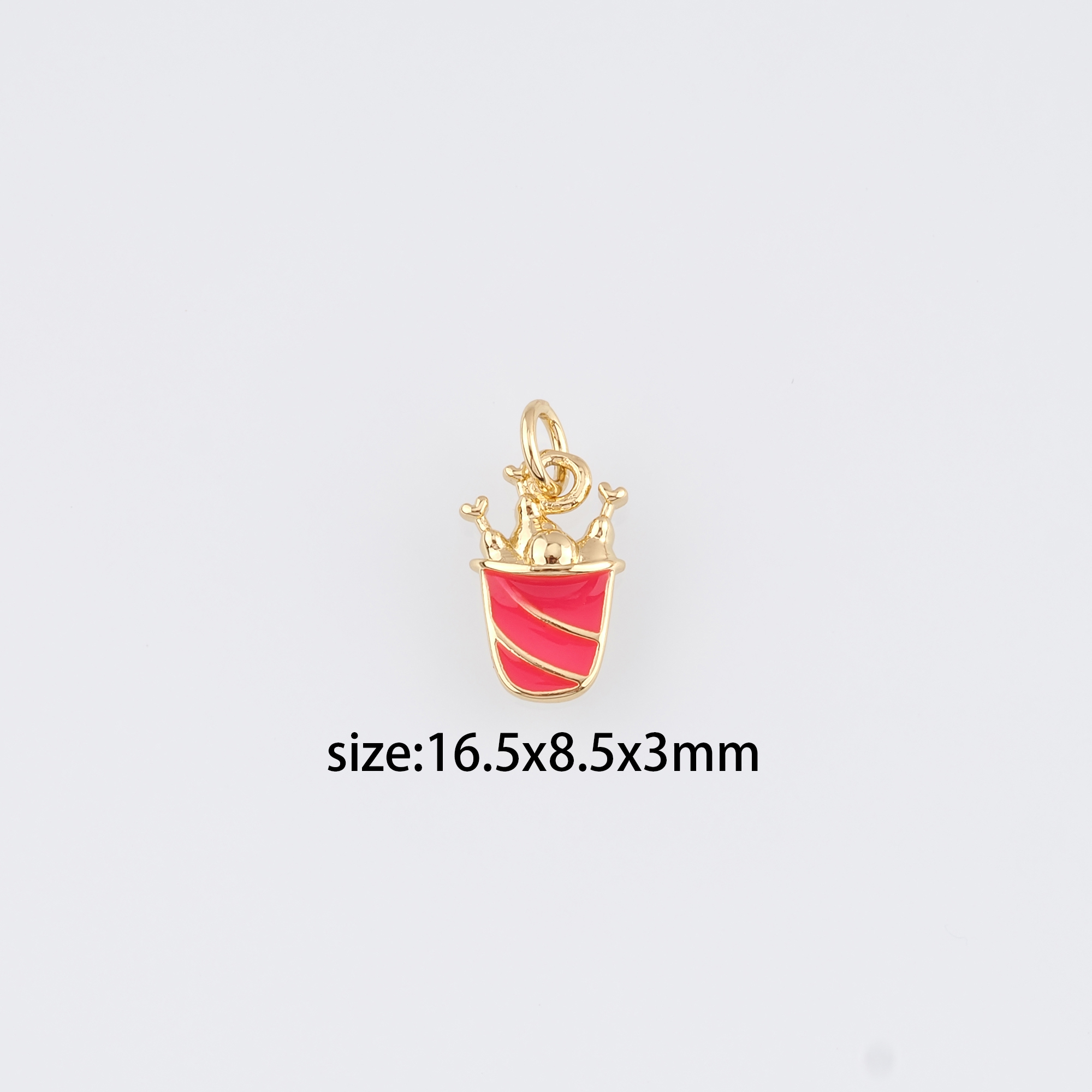 18K Gold Filled Fried Chicken Pendant,Enamel Fried Chicken Bucket Charm Earrings Necklace for DIY Jewelry Making Supply