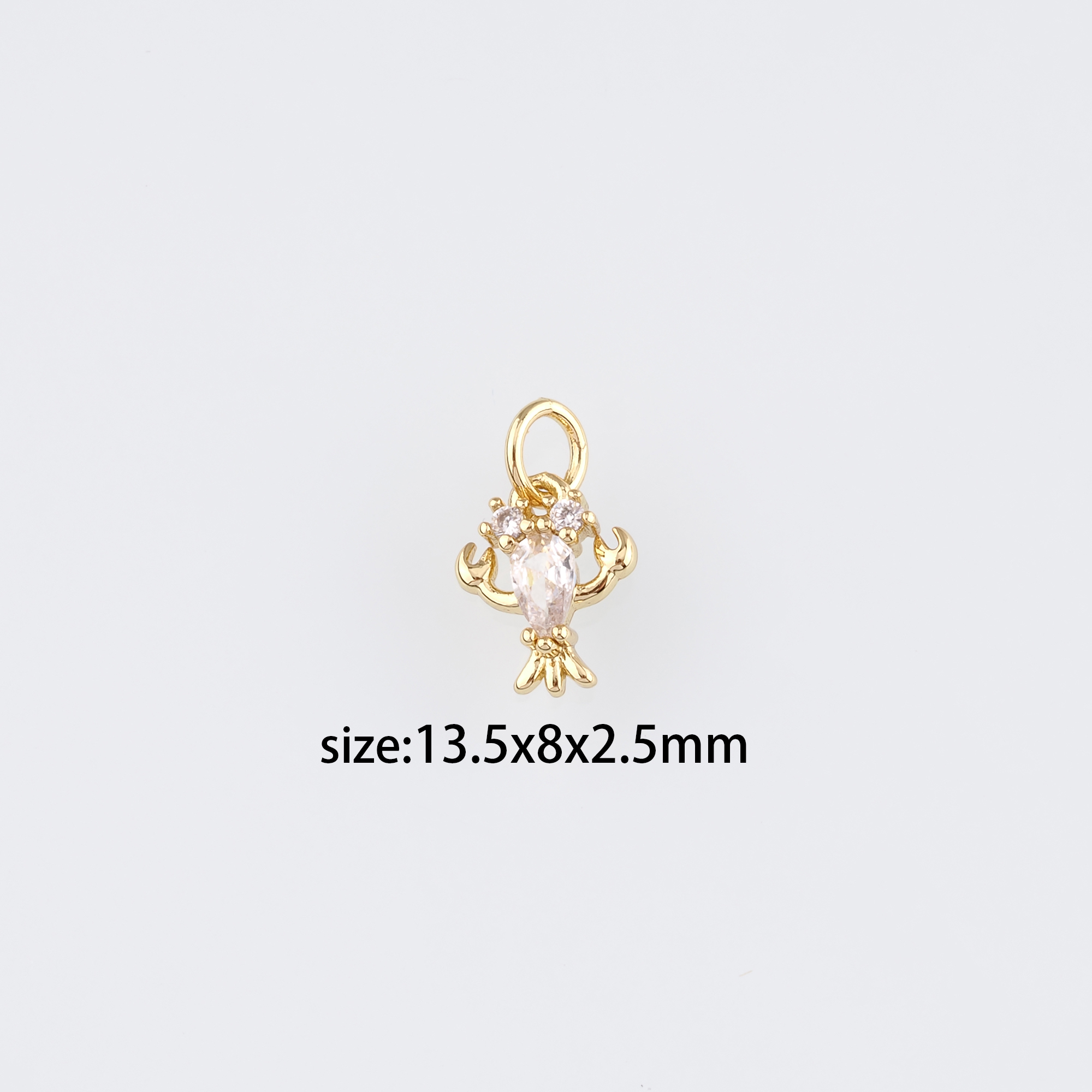 18K Gold Filled Lobster Pendant,Ocean Chamr,CZ Lobster Earrings Necklace for DIY Jewelry Making Supply