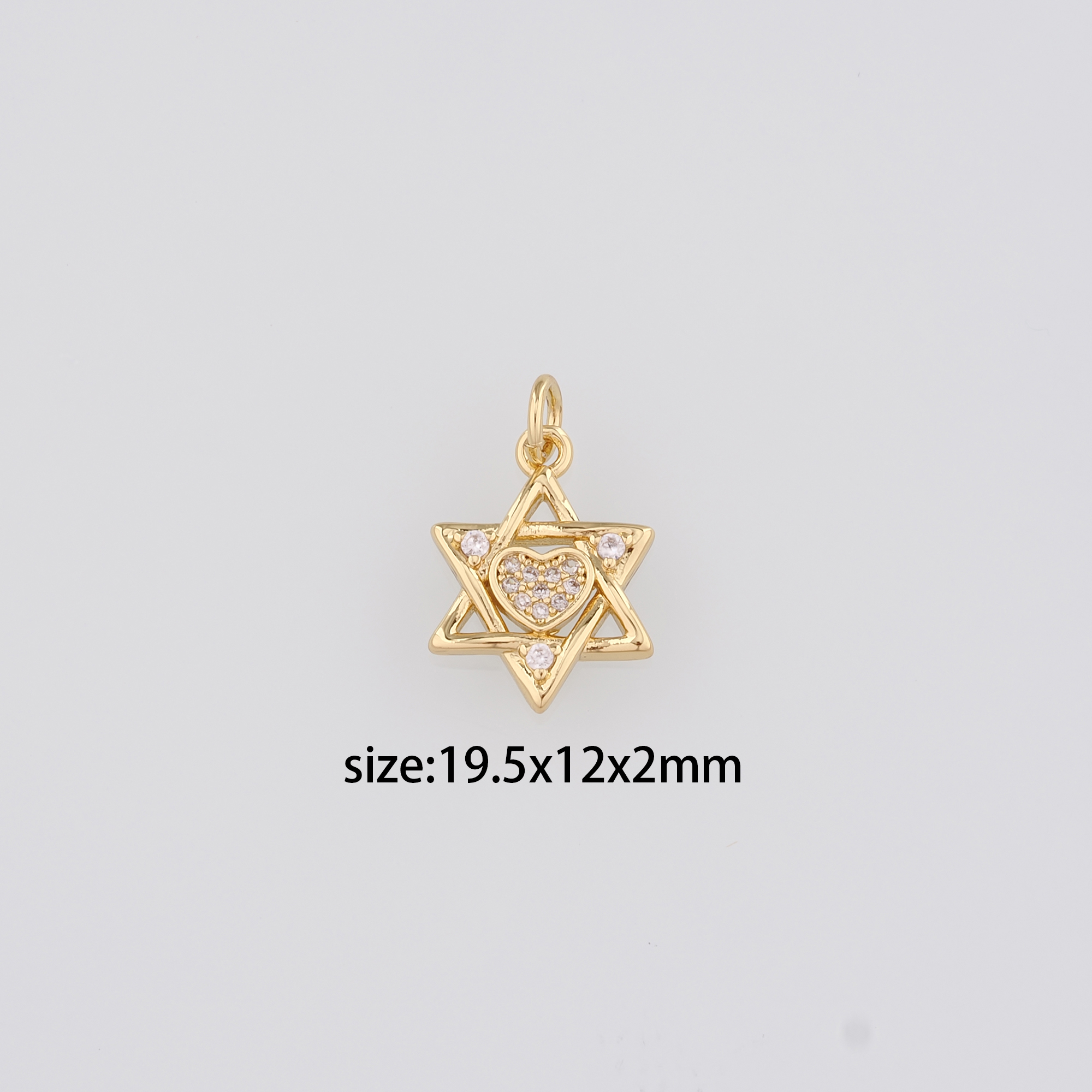 18K Gold Filled David Star Pendant,CZ Micro Pave David Star Charm Earrings Necklace for DIY Jewelry Making Supply