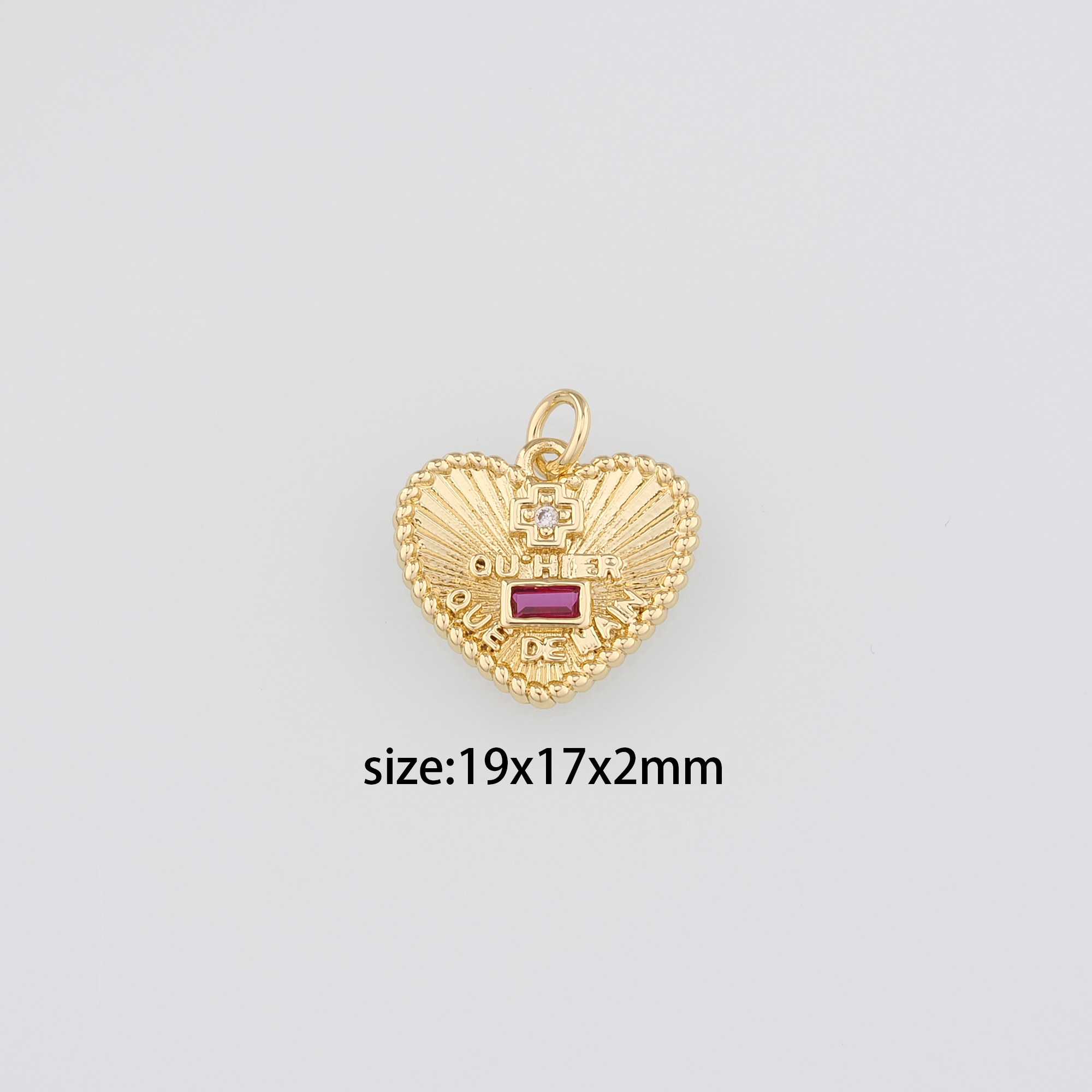 18K Gold Filled Heart Pendant,CZ Micro Pave Heart Charm Earrings Necklace for DIY Jewelry Making Supply