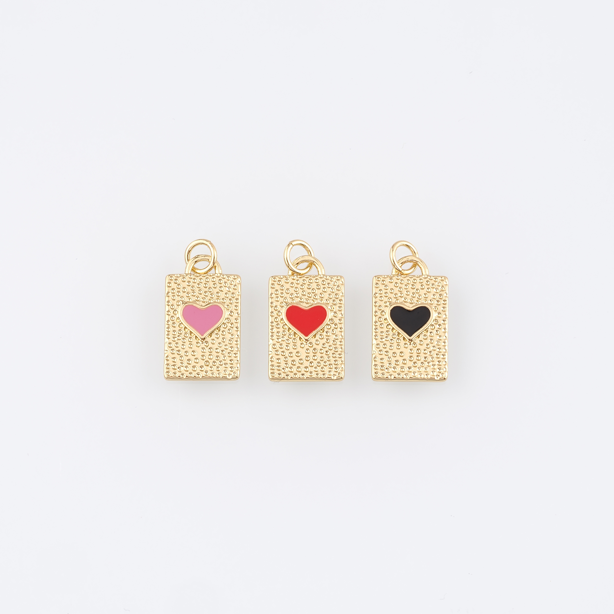 18K Gold Filled Heart Pendant,Enamel Heart Charm Earrings Necklace for DIY Jewelry Making Supply