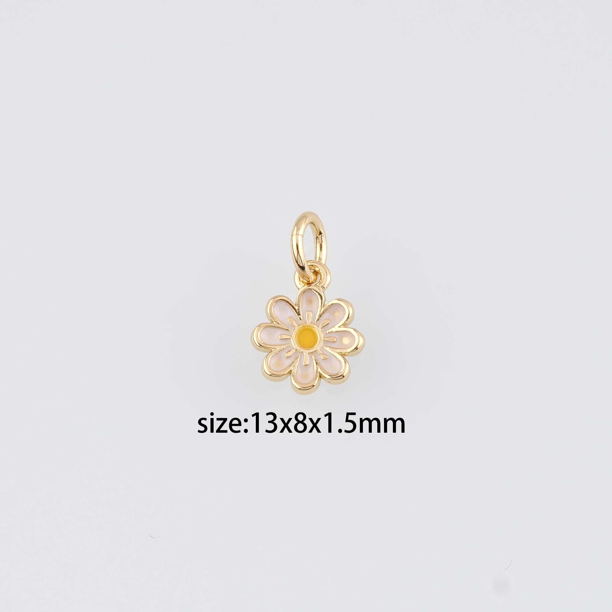 18K Gold Filled Daisy Pendant,Enamel Daisy Charm Earrings Necklace for DIY Jewelry Making Supply