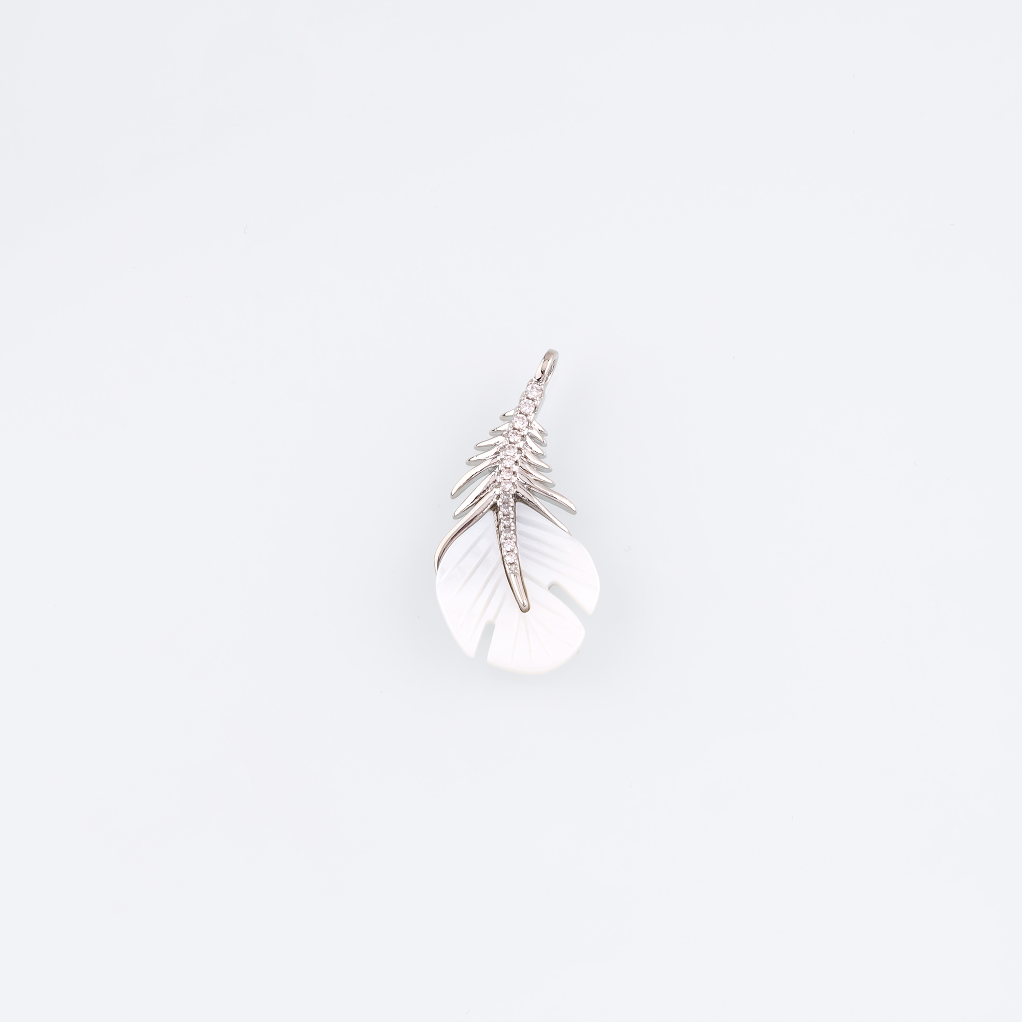 18K Gold Filled Feather Pendant,CZ Micro Pave Feather Charm Earrings Necklace for DIY Jewelry Making Supply