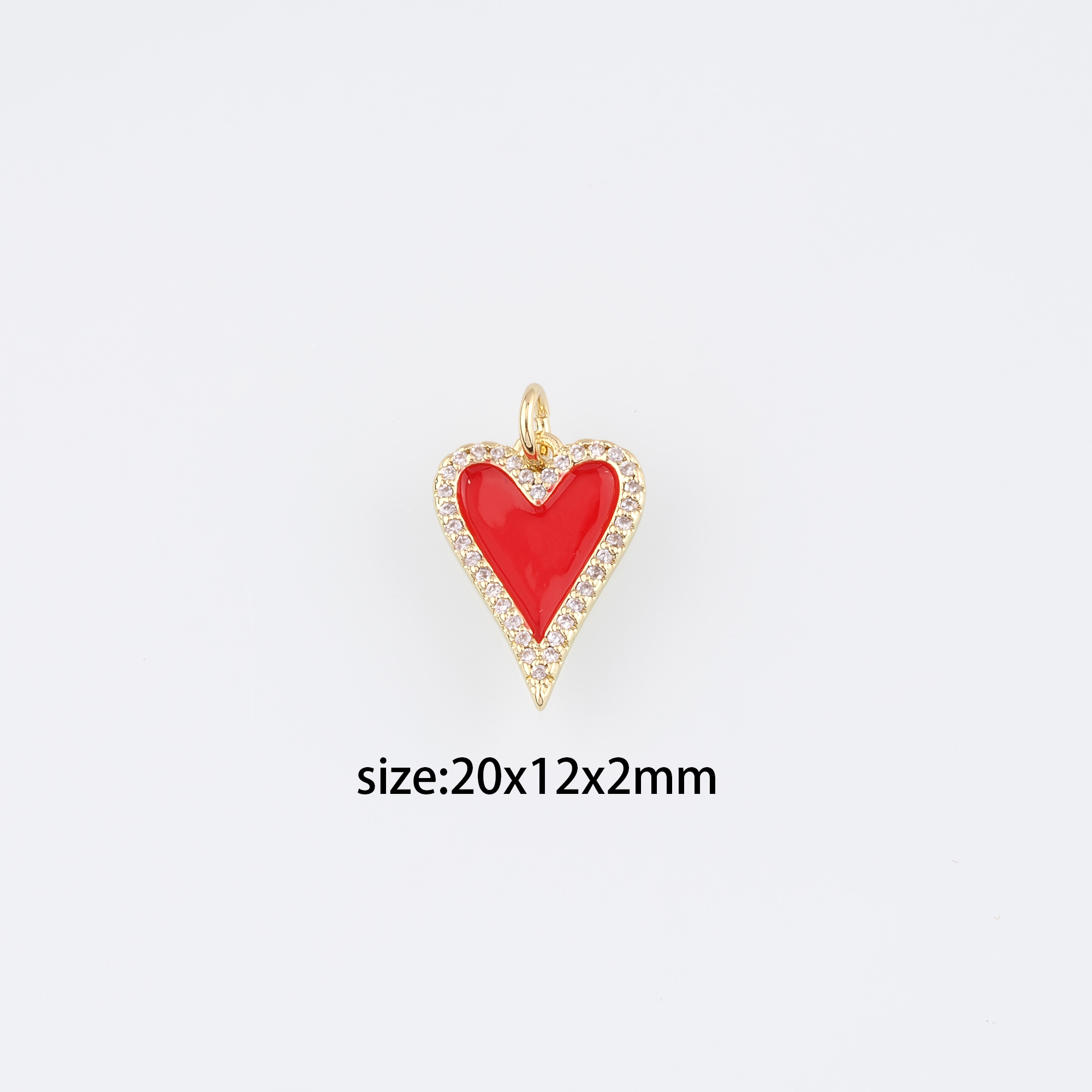 18K Gold Filled Heart Pendant,Enamel Heart Charm Earrings Necklace for DIY Jewelry Making Supply