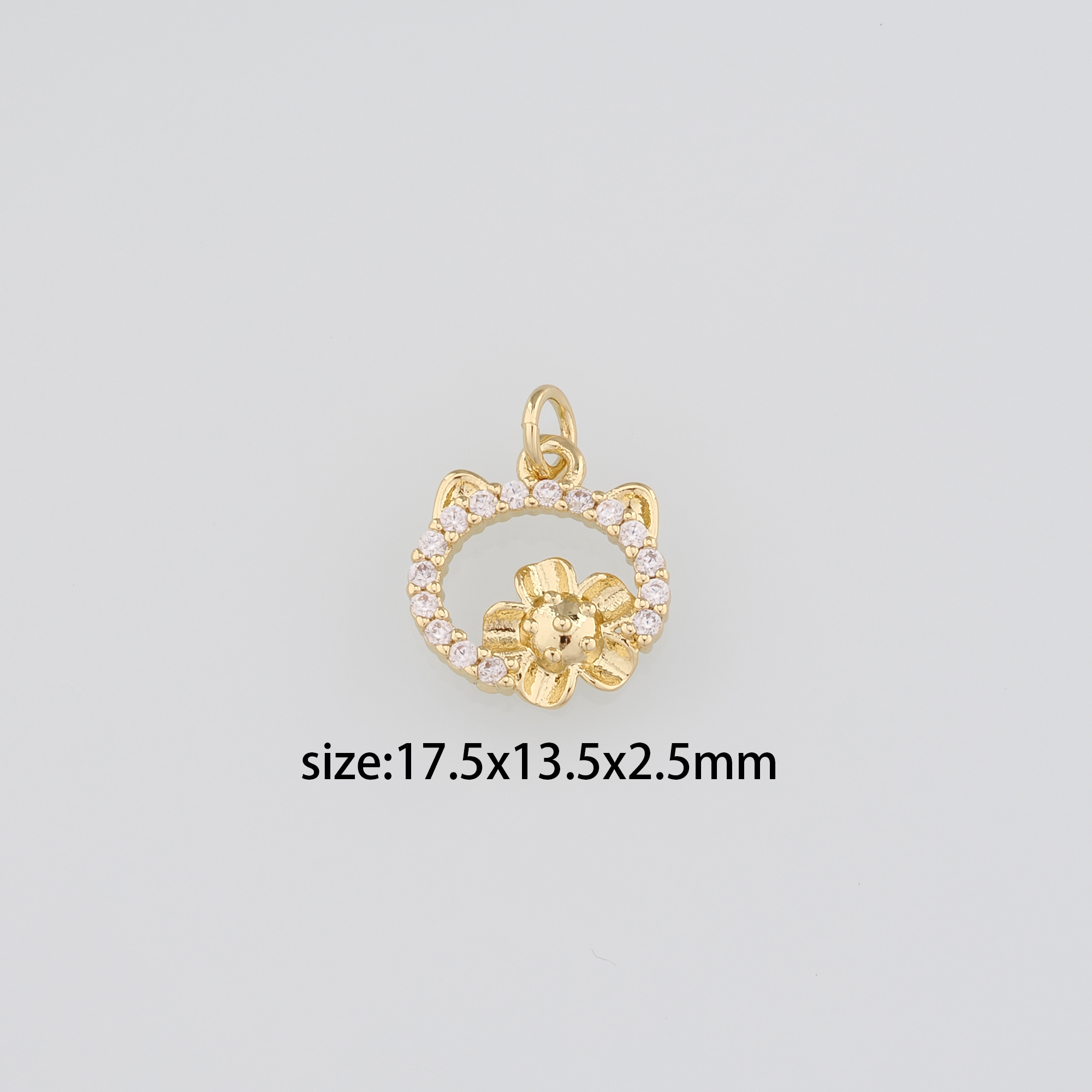 18K Gold Filled Cat Pendant,Animal Charm Earrings Necklace for DIY Jewelry Making Supply