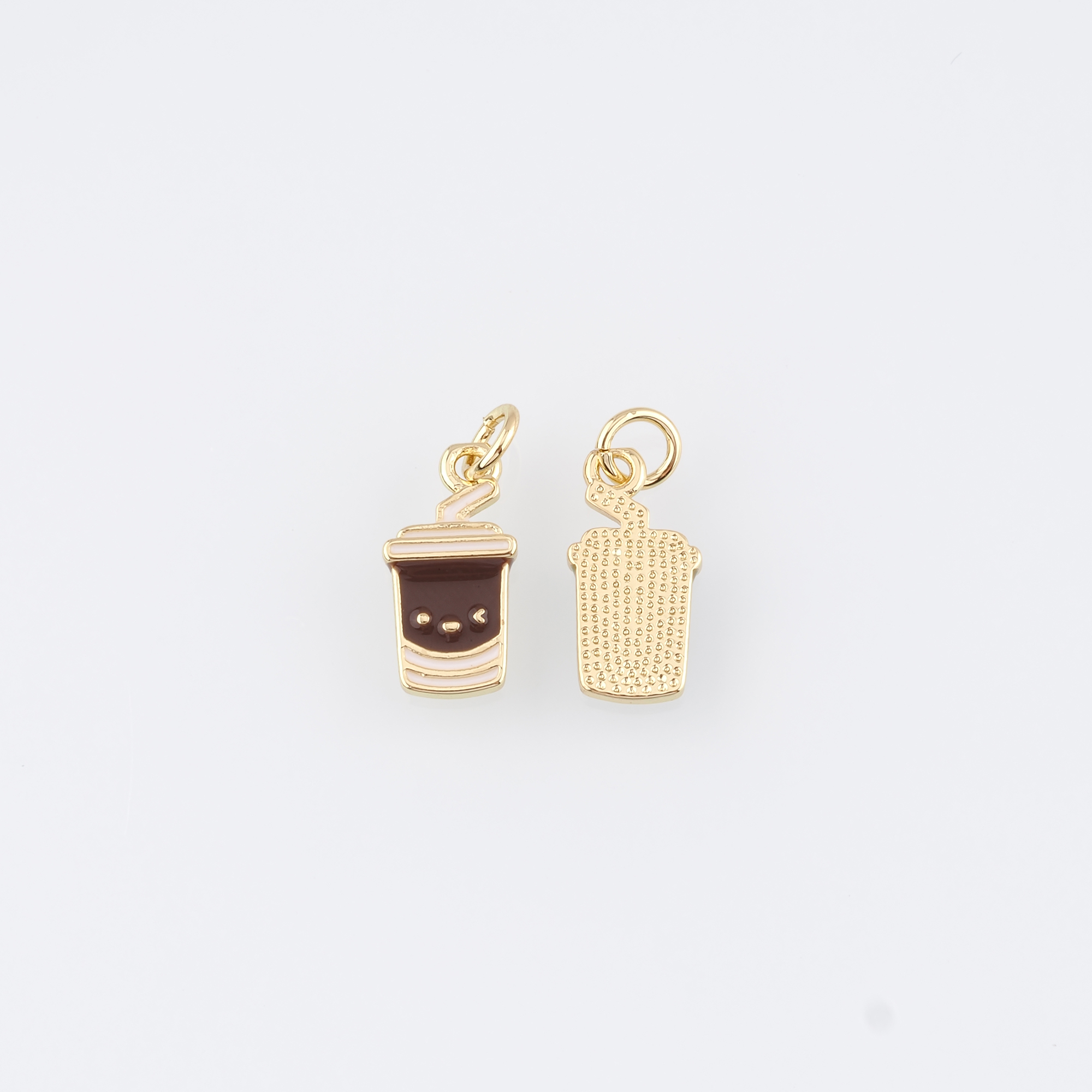18K Gold Filled Milk Tea Pendant,Enamel Milk Tea Earrings Necklace for DIY Jewelry Making Supply