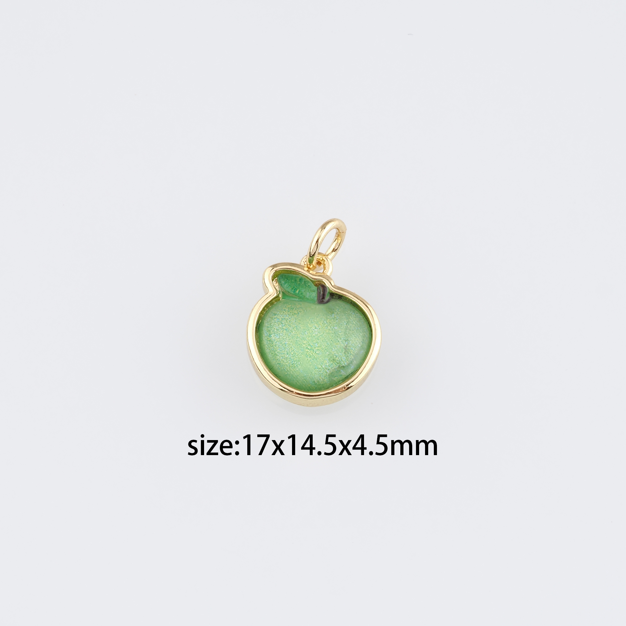 18K Gold Filled Apple Pendant,Fruit Charm Earrings Necklace for DIY Jewelry Making Supply