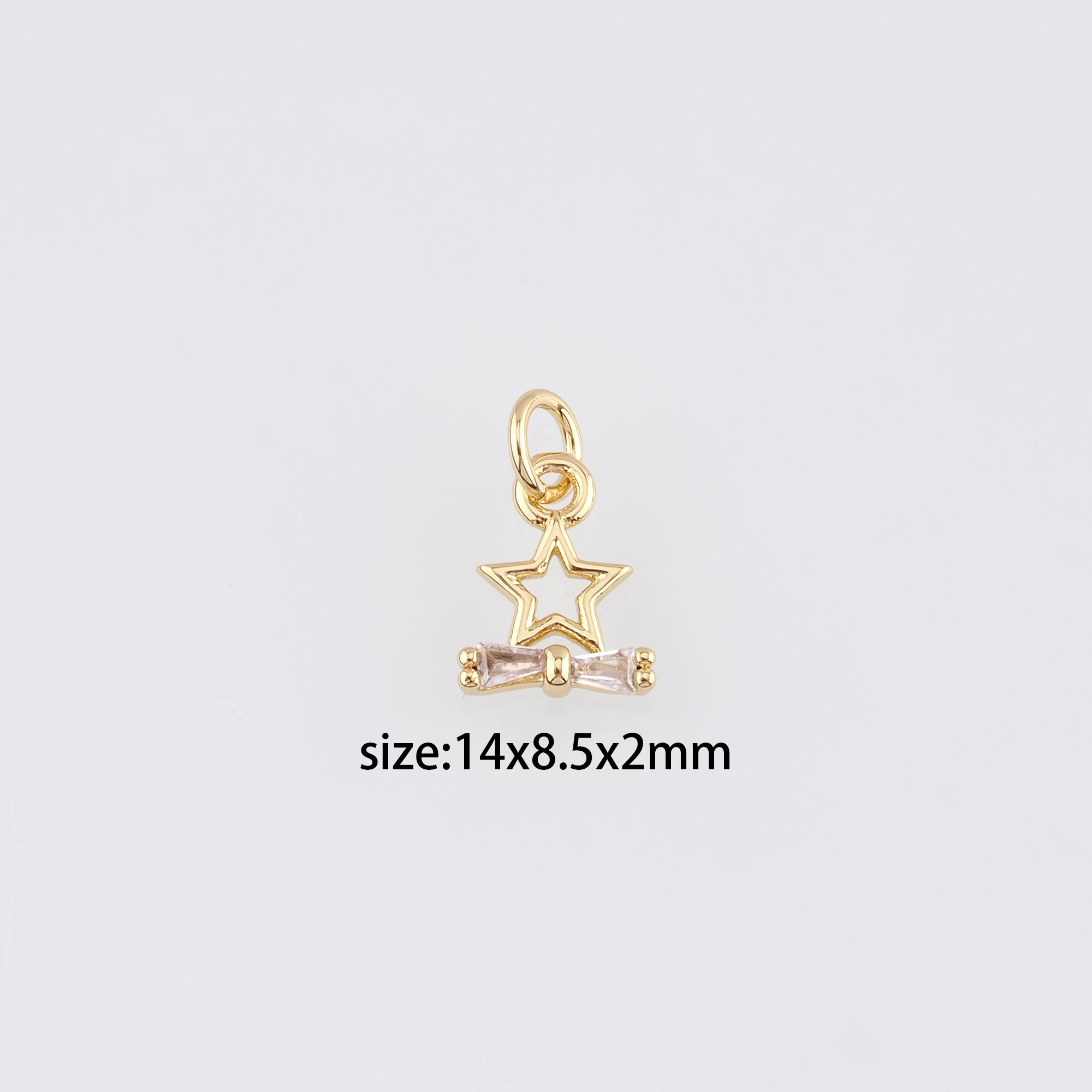 18K Gold Filled Star Pendant,Celestial Charm,CZ Micro Pave Star Earrings Necklace for DIY Jewelry Making Supply