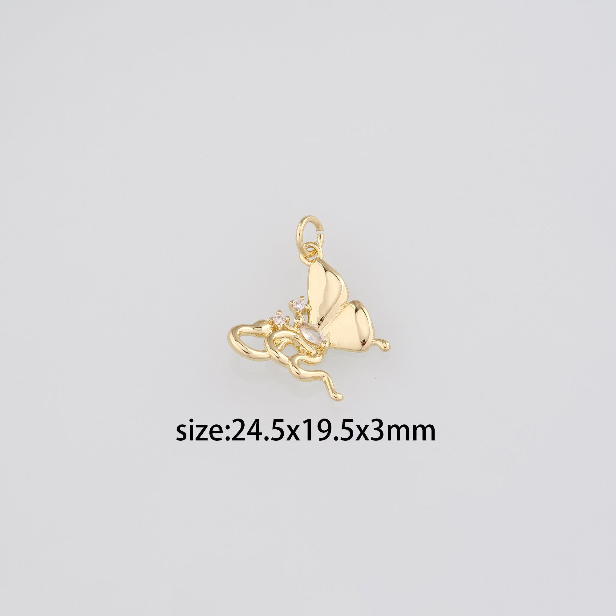 18K Gold Filled Butterfly Pendant,CZ Micro Pave Butterfly Charm Earrings Necklace for DIY Jewelry Making Supply