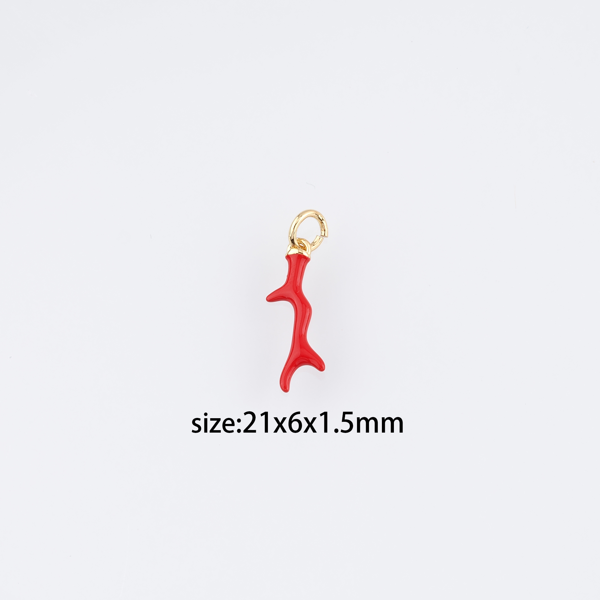 18K Gold Filled Antler Pendant,Enamel Elk Horn Charm Earrings Necklace for DIY Jewelry Making Supply