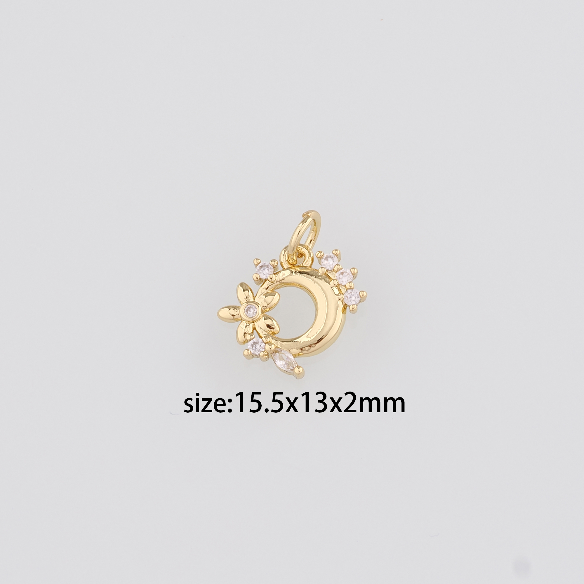 18K Gold Filled Moon Pendant,Celestial Charm Earrings Necklace for DIY Jewelry Making Supply