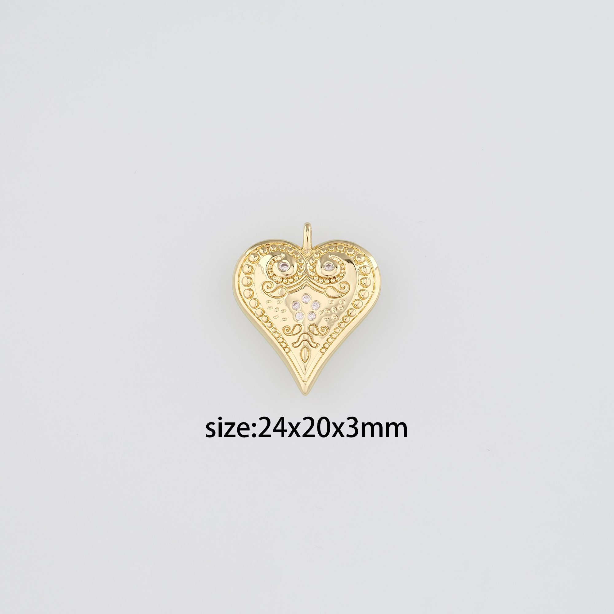 18K Gold Filled Heart Pendant,Heart Charm Earrings Necklace for DIY Jewelry Making Supply
