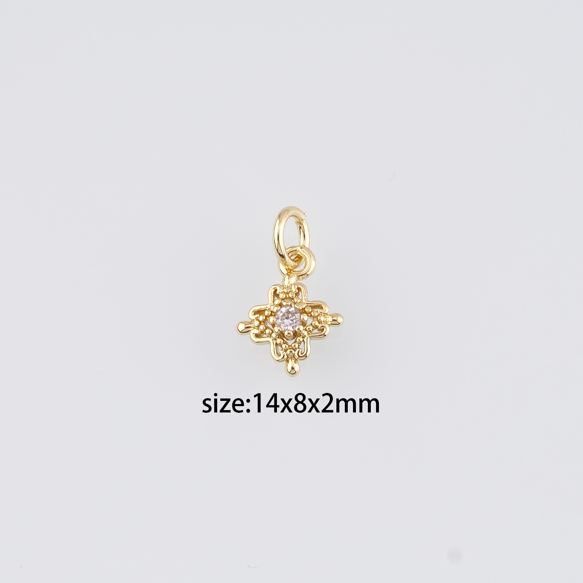 18K Gold Filled Flower Pendant,Dainty Flower Charm Earrings Necklace for DIY Jewelry Making Supply