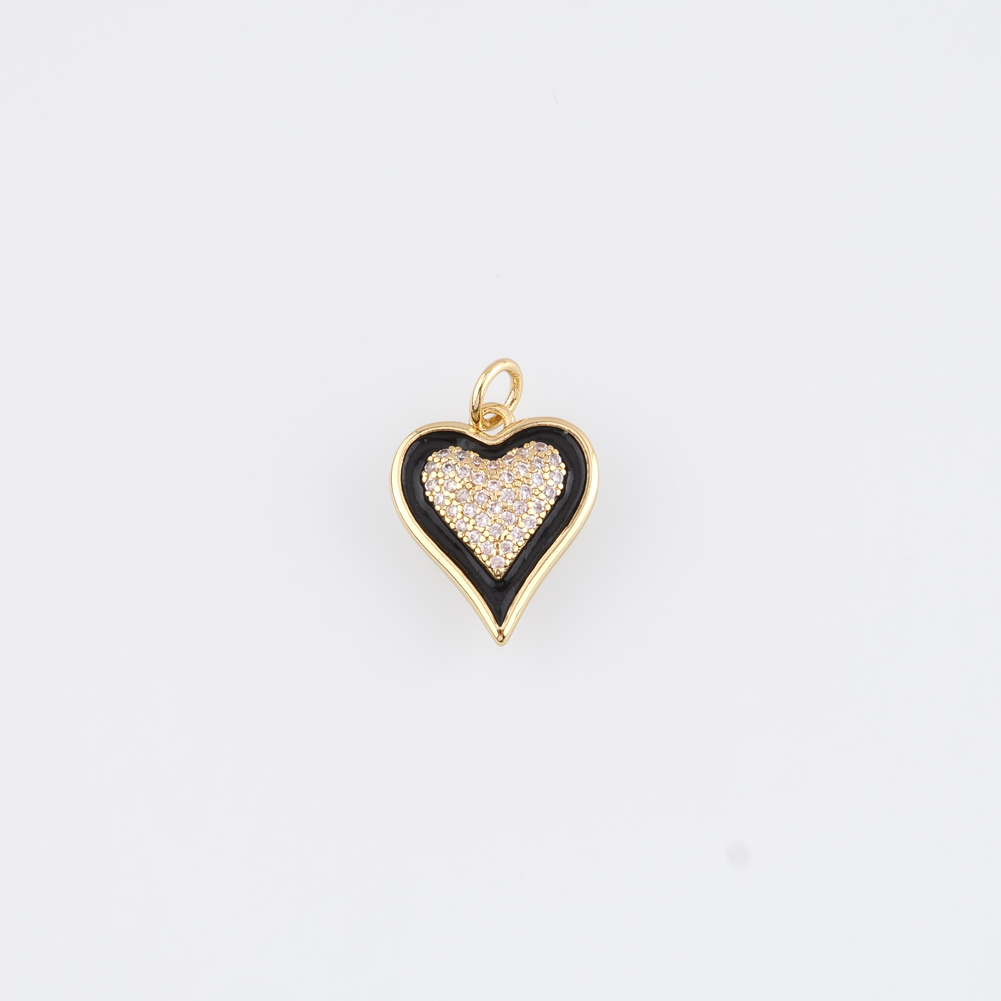 18K Gold Filled Heart Pendant,Enamel Heart Charm Earrings Necklace for DIY Jewelry Making Supply