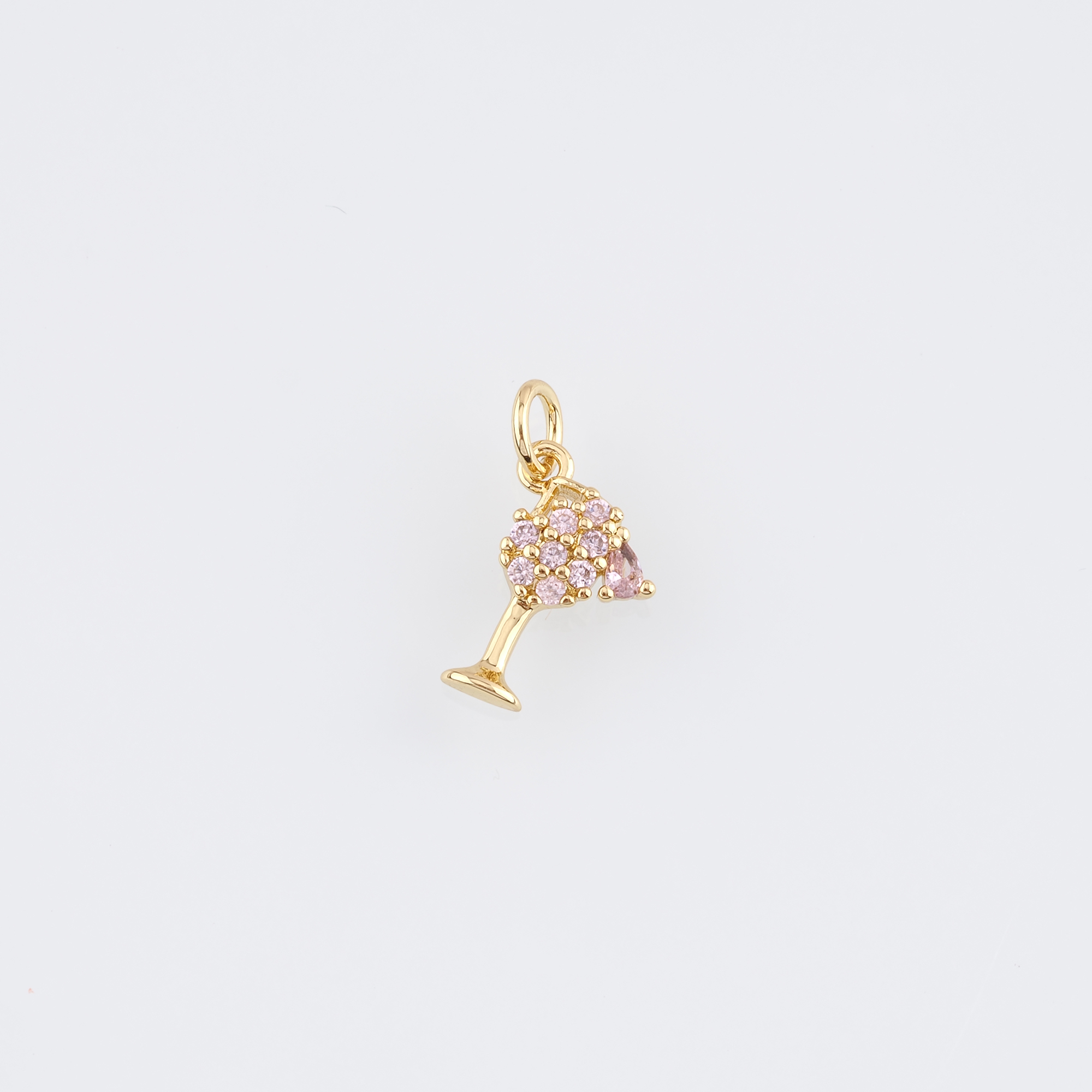 18K Gold Filled Wine Glass Pendant,CZ Micro Pave Wine Glass Charm Earrings Necklace for DIY Jewelry Making Supply
