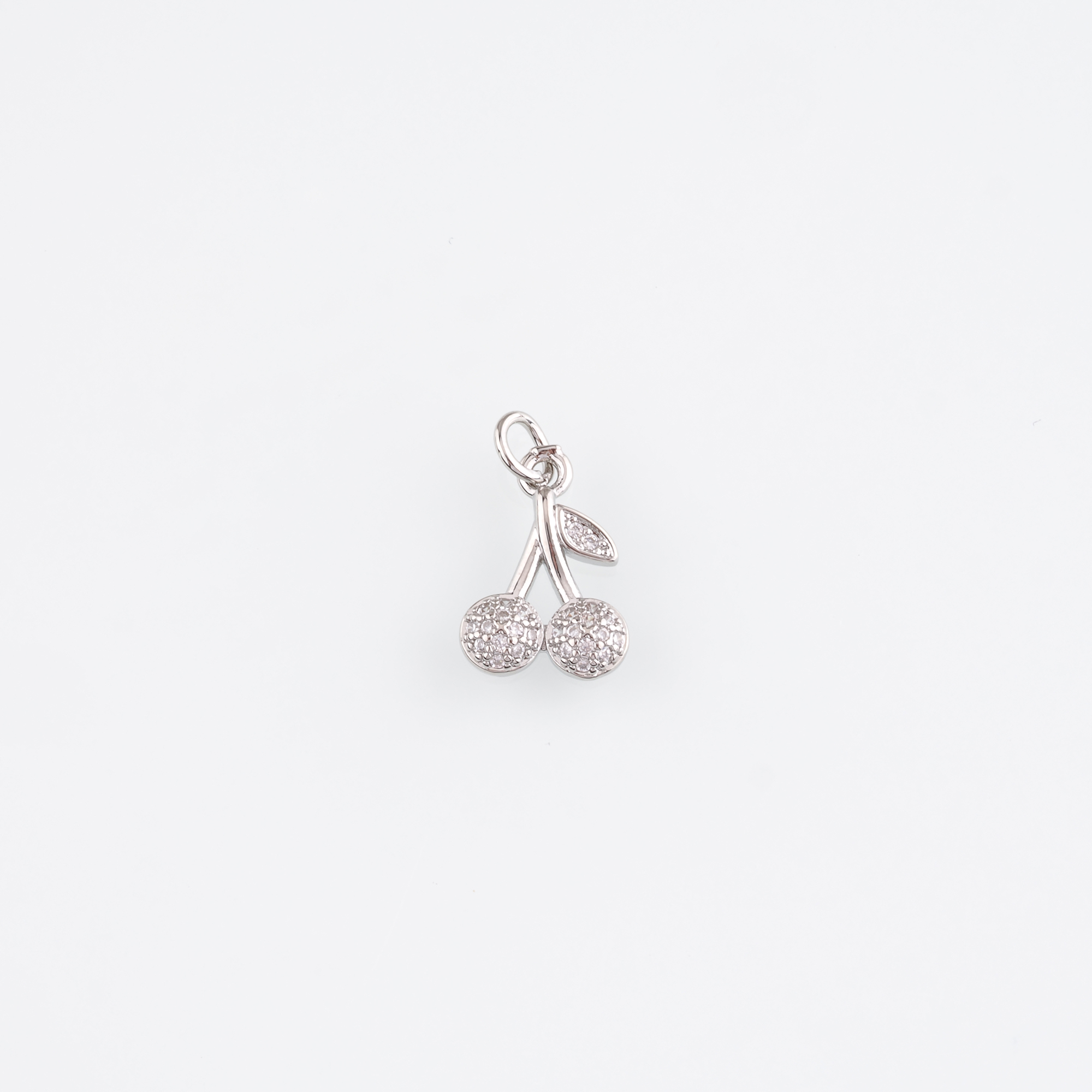 18K Gold Filled Cherry Pendant,Fruit Charm,CZ Micro Pave Cherry Earrings Necklace for DIY Jewelry Making Supply