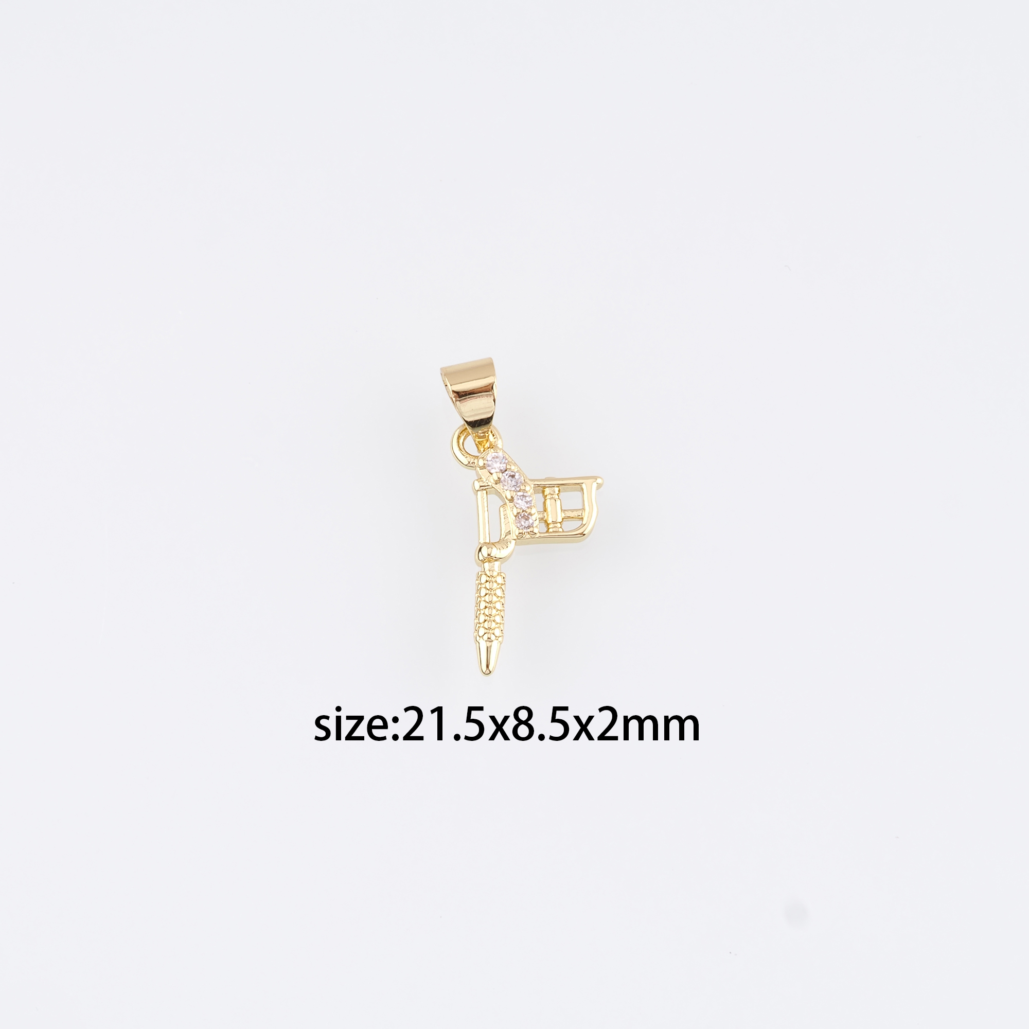 18K Gold Filled Tattoo Machine Pendant,CZ Micro Pave Tattoo Machine Charm Earrings Necklace for DIY Jewelry Making Supply