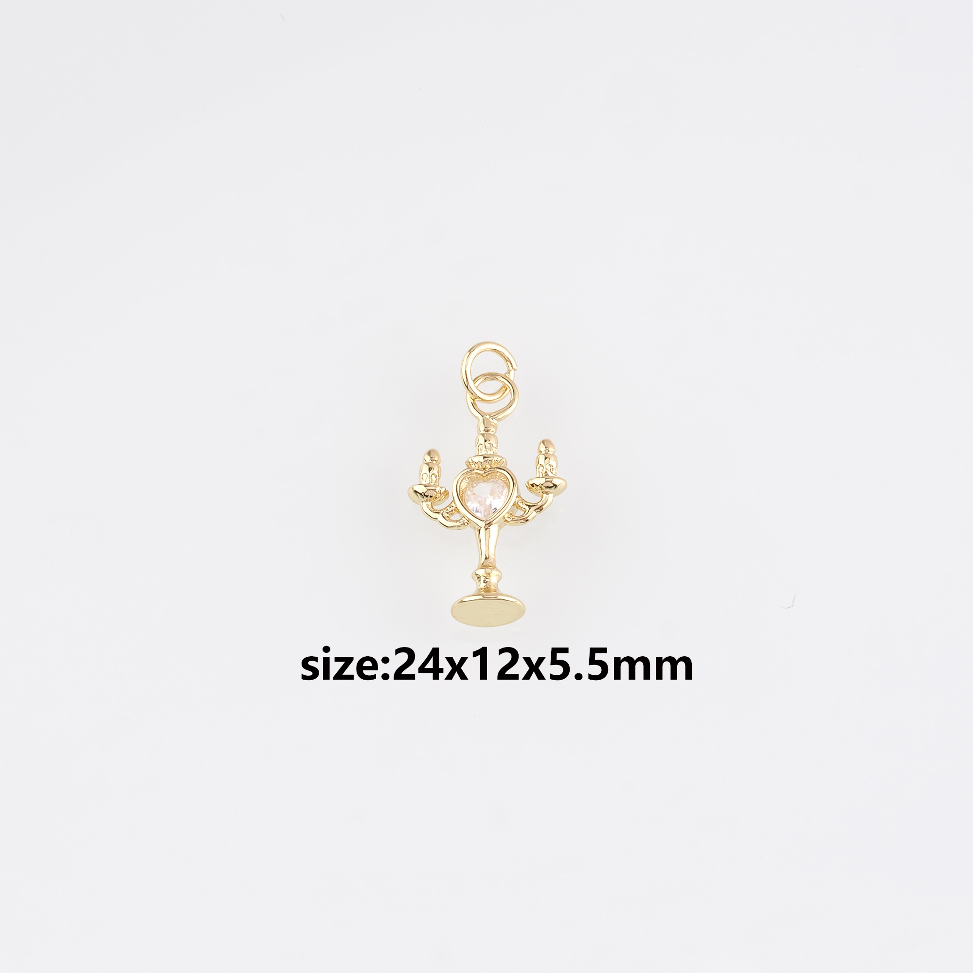 18K Gold Filled Candlestick Pendant,CZ Micro Pave Candlestick Charm Earrings Necklace for DIY Jewelry Making Supply