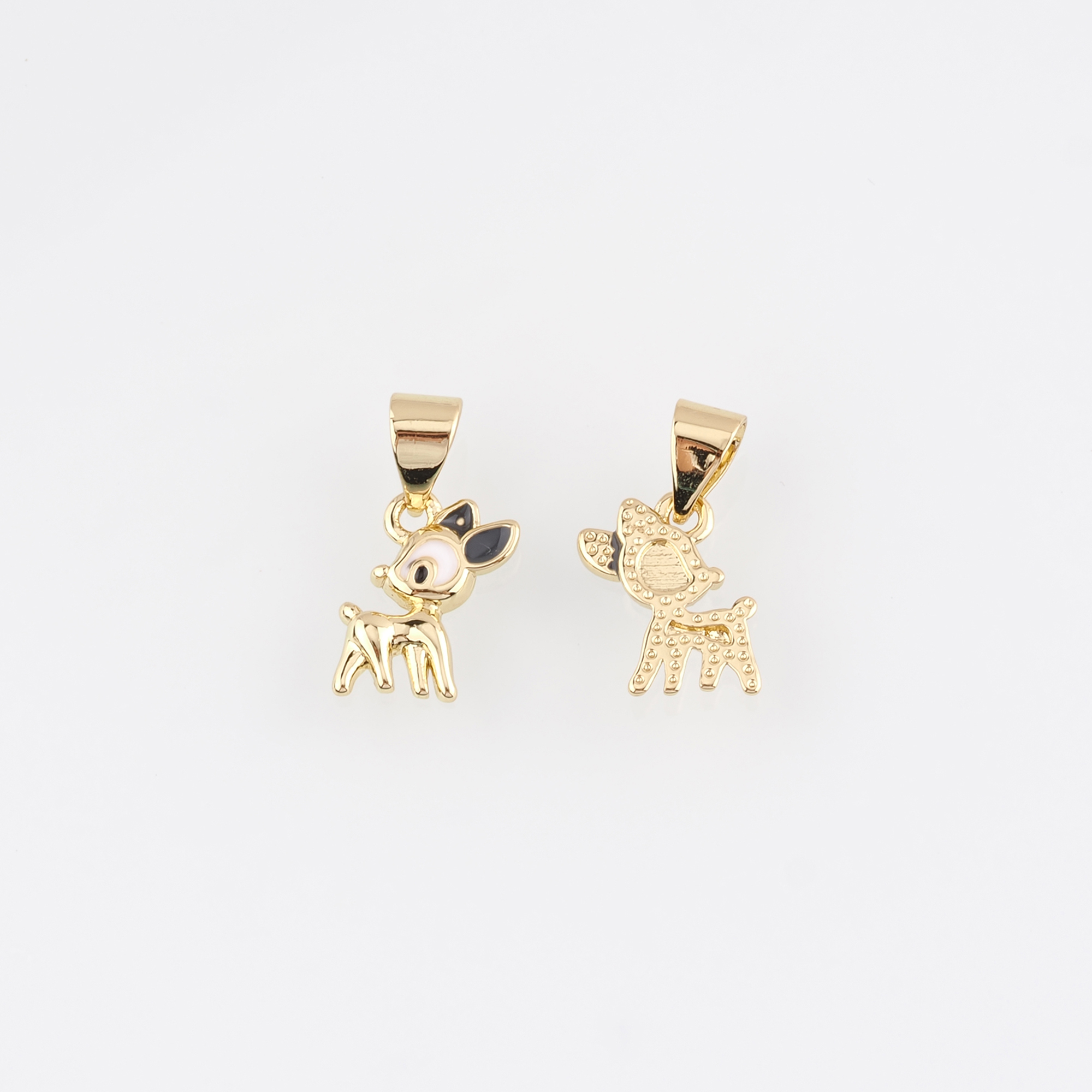 18K Gold Filled Elk Pendant,Enamel Christmas Elk Charm Earrings Necklace for DIY Jewelry Making Supply