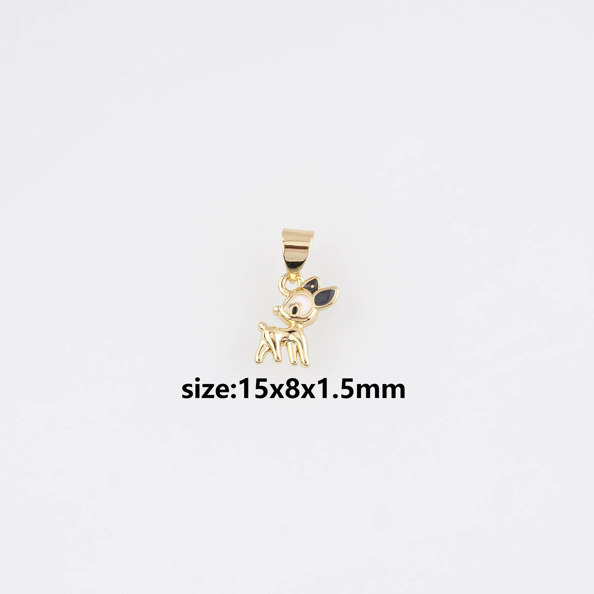 18K Gold Filled Elk Pendant,Enamel Christmas Elk Charm Earrings Necklace for DIY Jewelry Making Supply