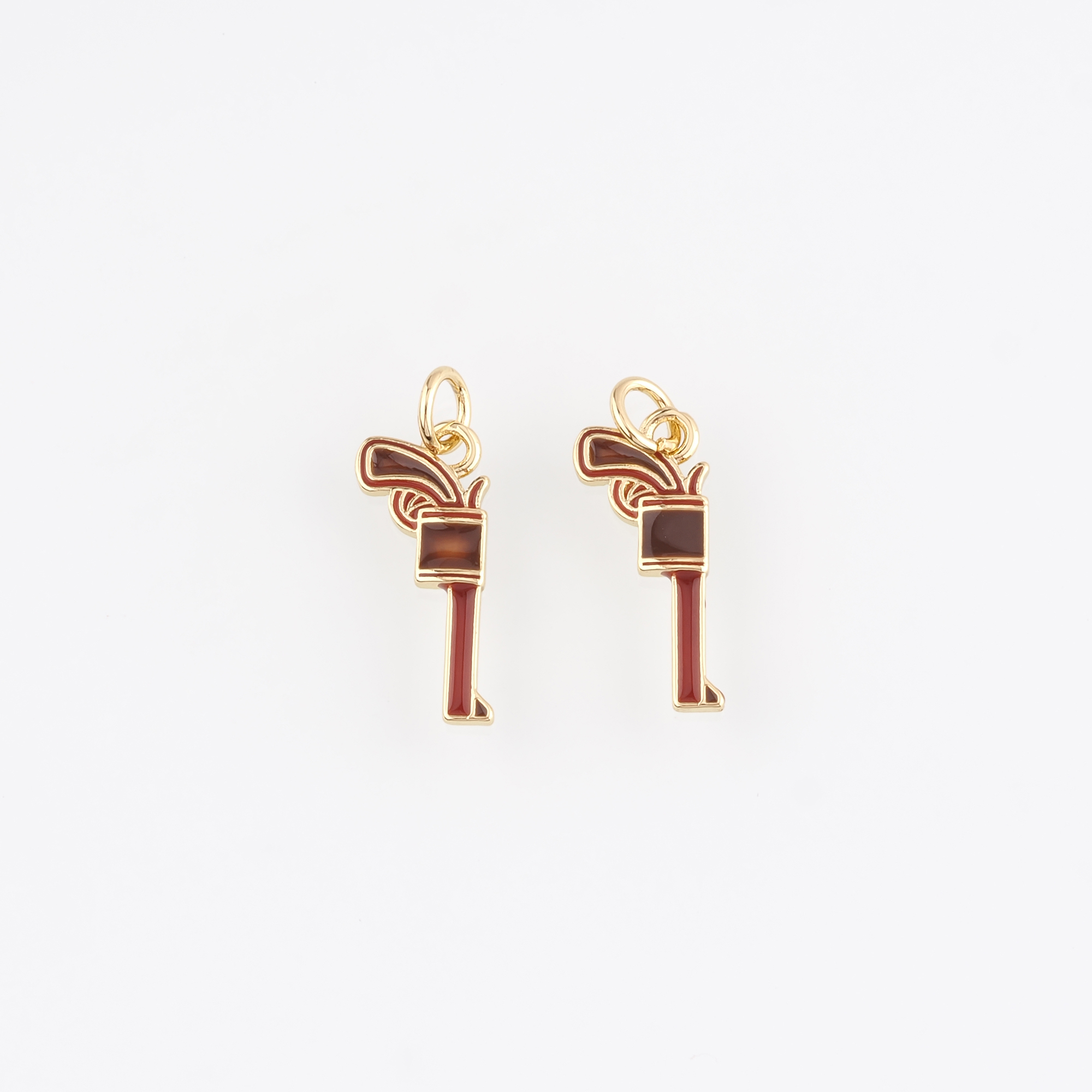 18K Gold Filled Gun Pendant,Enamel Pistol Charm Earrings Necklace for DIY Jewelry Making Supply