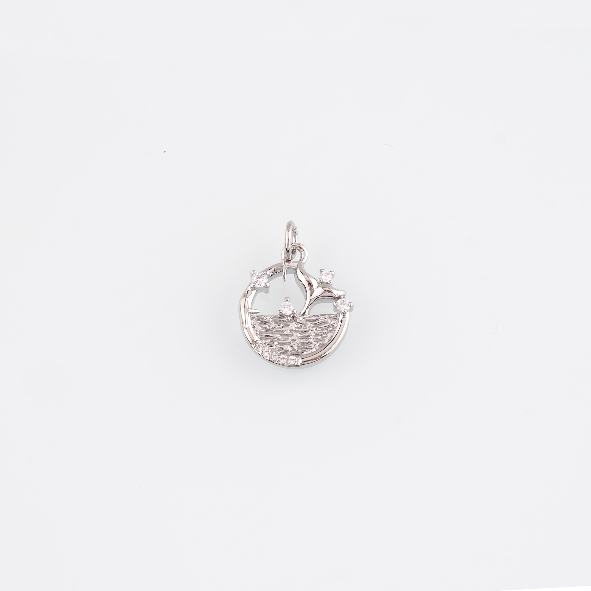 18K Gold Filled Mermaid Tail Pendant,CZ Micro Pave Whale Tail Charm Earrings Necklace for DIY Jewelry Making Supply