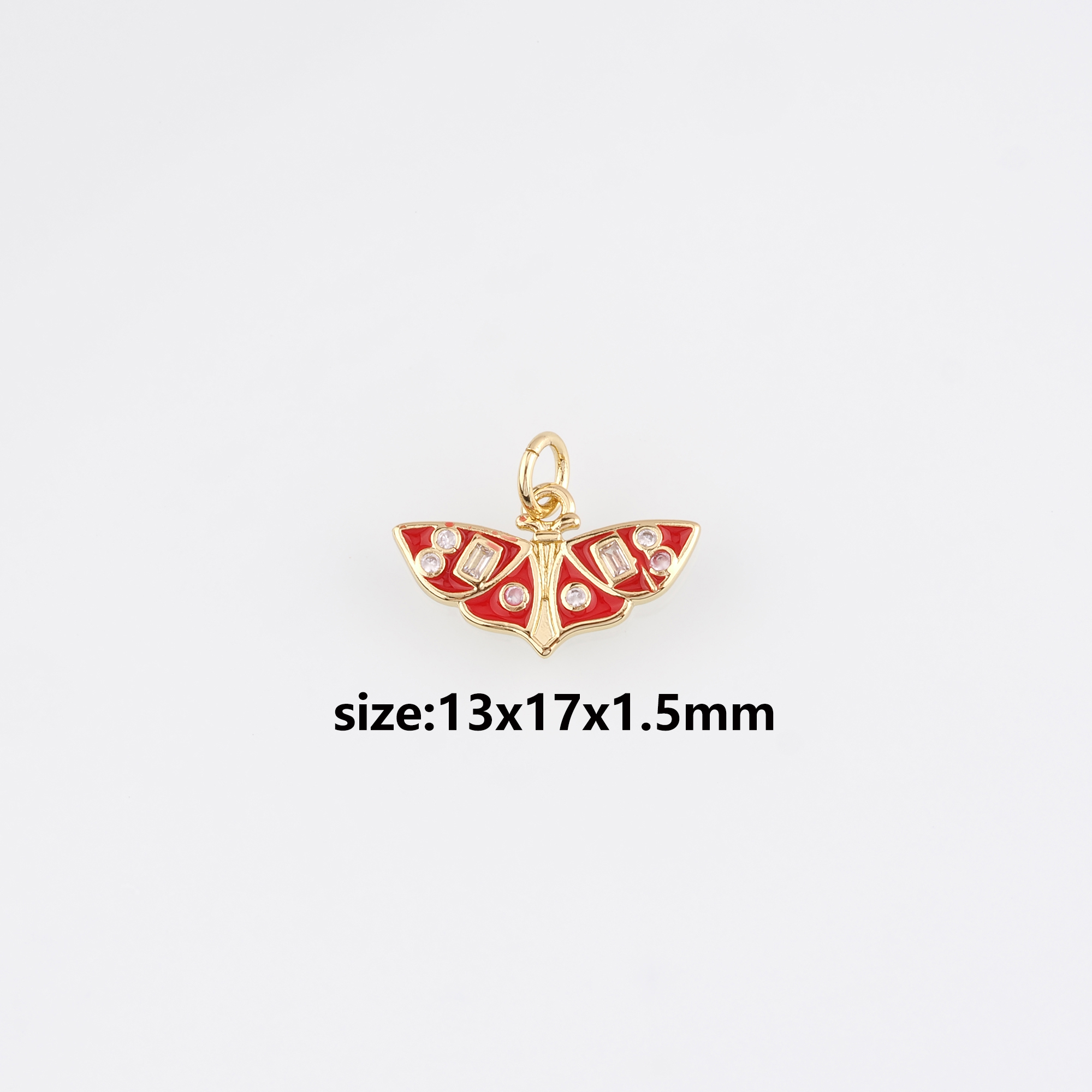 18K Gold Filled Butterfly Pendant,Enamel Butterfly Charm Earrings Necklace for DIY Jewelry Making Supply