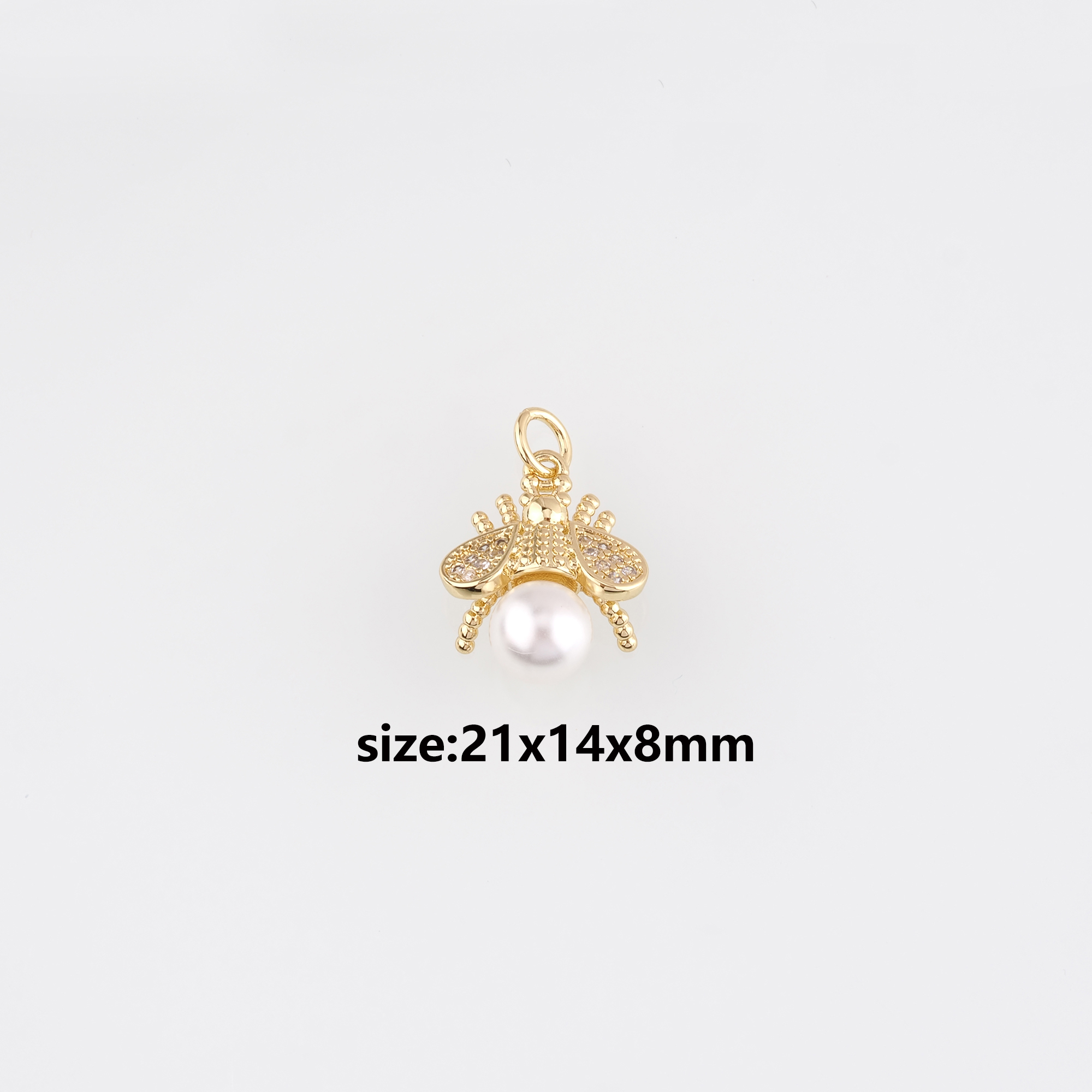 18K Gold Filled Bee Pendant,CZ Micro Pave Bee Charm Earrings Necklace for DIY Jewelry Making Supply