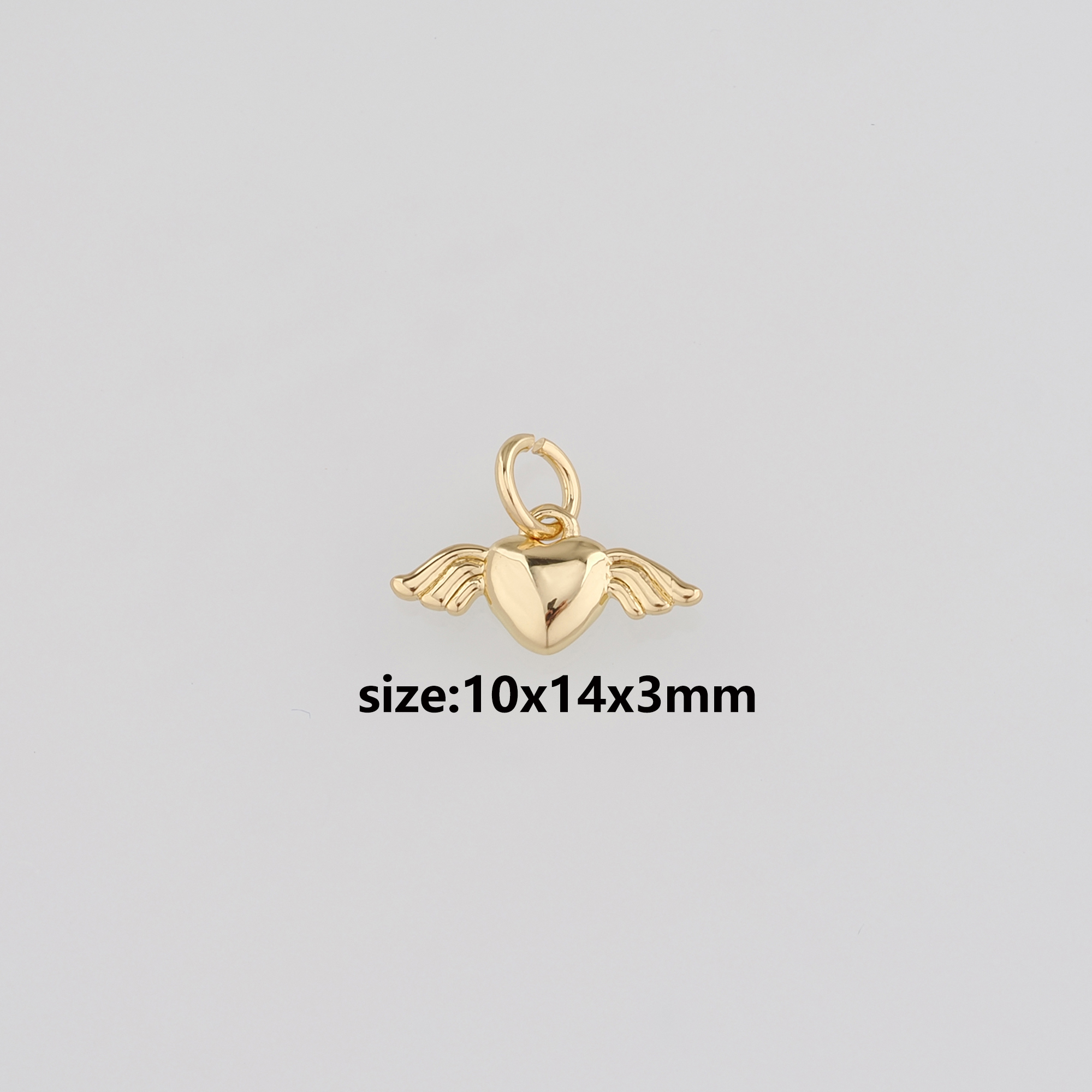 18K Gold Filled Heart Wing Pendant,Dainty Heart Charm Earrings Necklace for DIY Jewelry Making Supply