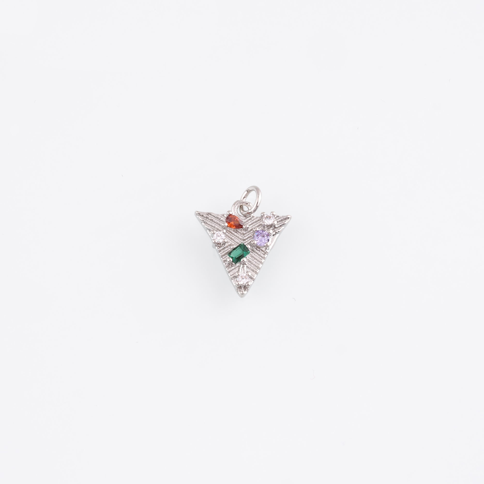 18K Gold Filled Triangle Pendant,CZ Micro Pave Triangle Charm Earrings Necklace for DIY Jewelry Making Supply