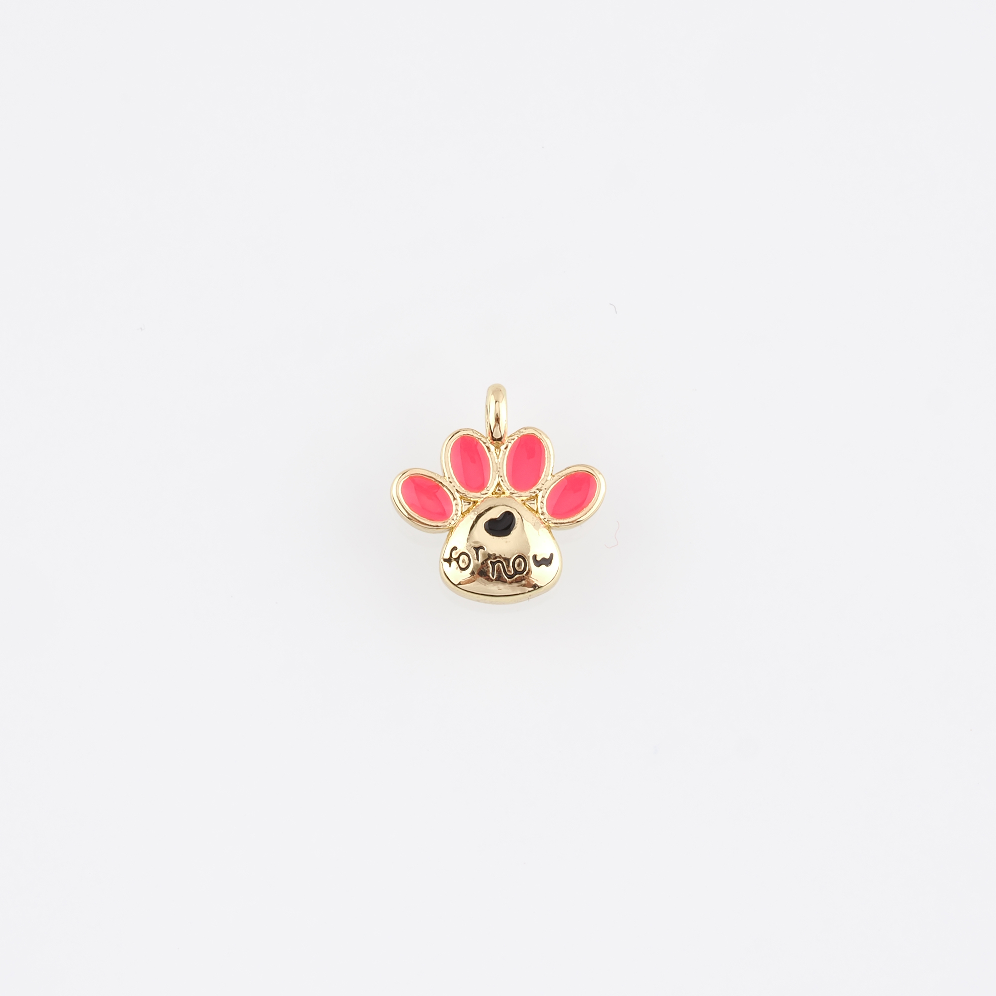 18K Gold Filled Paw Pendant,Enamel Paw Charm Earrings Necklace for DIY Jewelry Making Supply