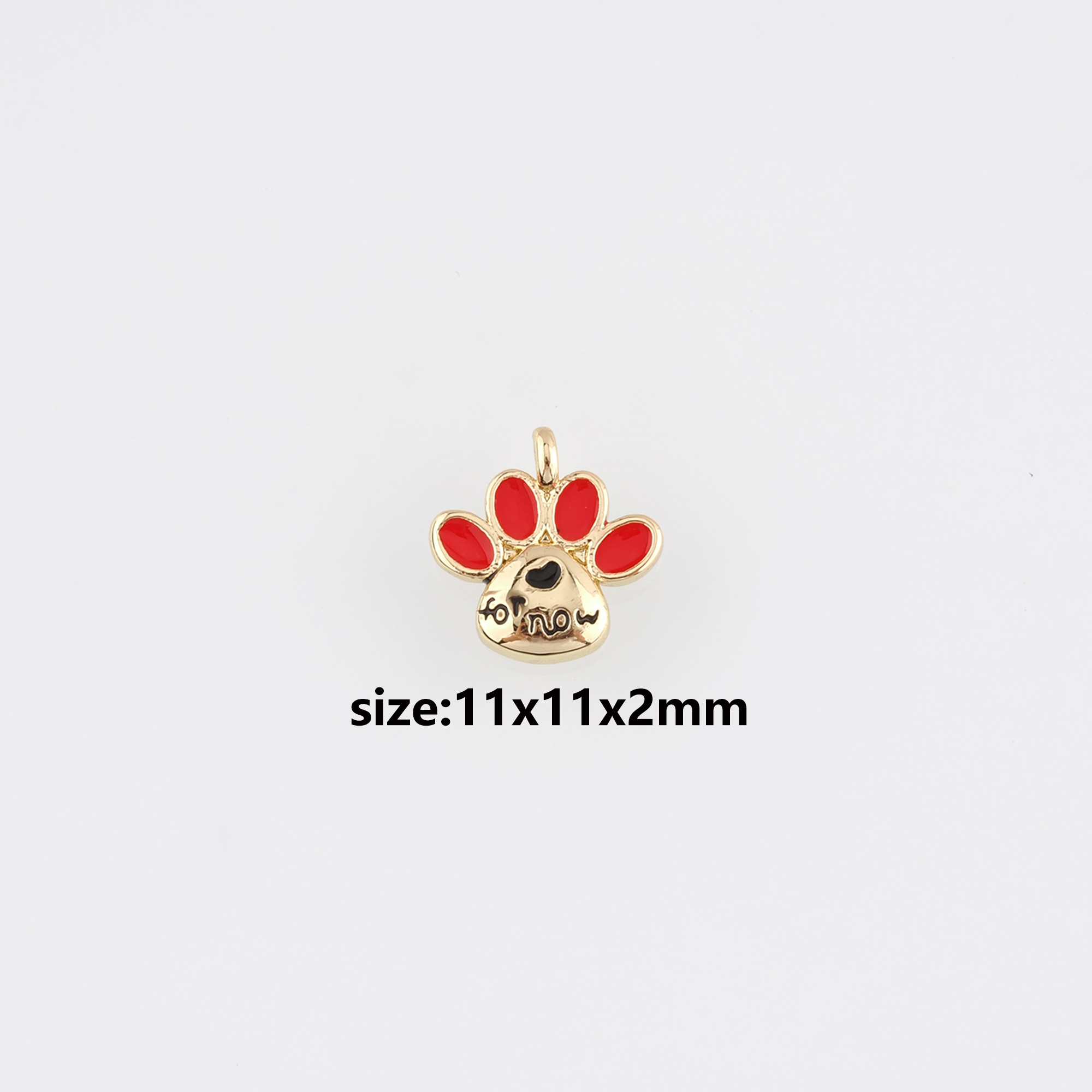 18K Gold Filled Paw Pendant,Enamel Paw Charm Earrings Necklace for DIY Jewelry Making Supply