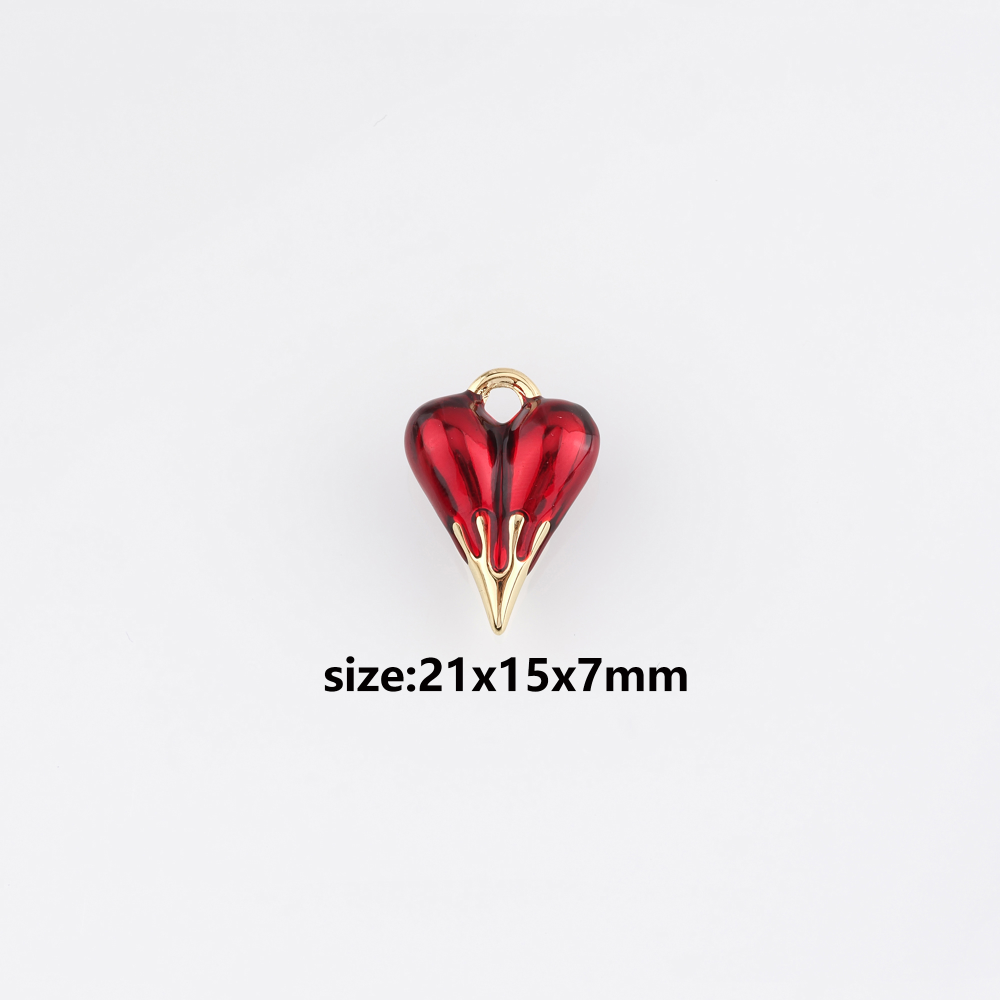 18K Gold Filled Heart Pendant,Enamel Heart Charm Earrings Necklace for DIY Jewelry Making Supply