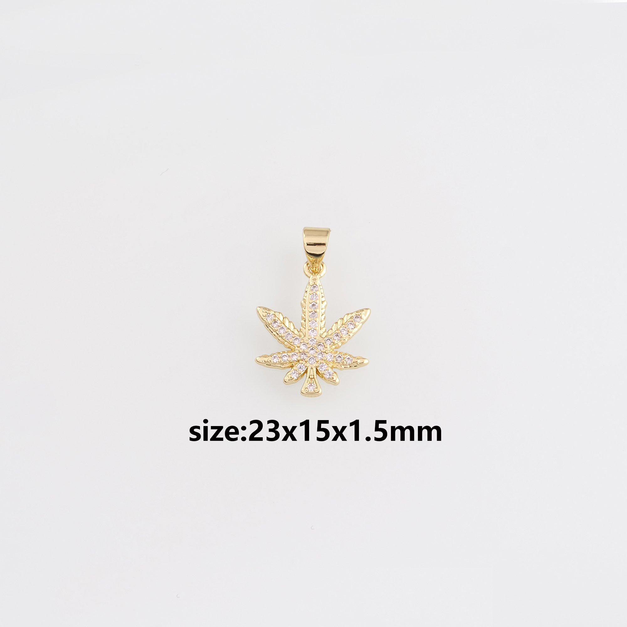 18K Gold Filled Maple Leaf Pendant,CZ Micro Pave Leaf Charm Earrings Necklace for DIY Jewelry Making Supply